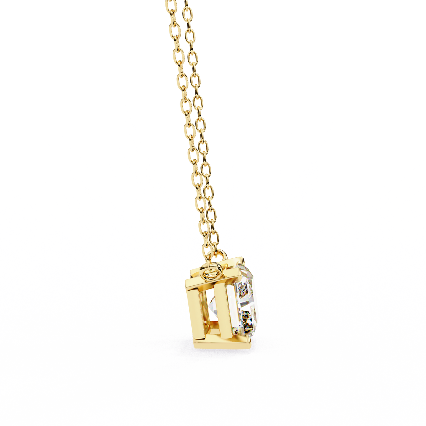 East-West Radiant Cut Solitaire Necklace | Modern Horizontal Pendant