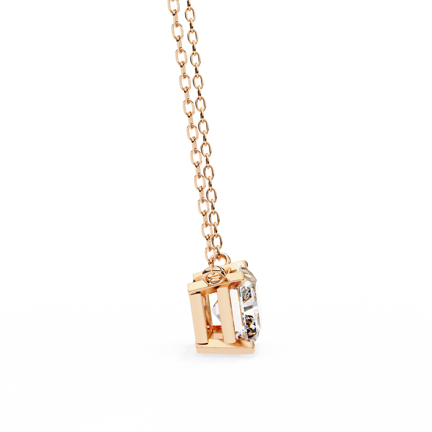 East-West Radiant Cut Solitaire Necklace | Modern Horizontal Pendant