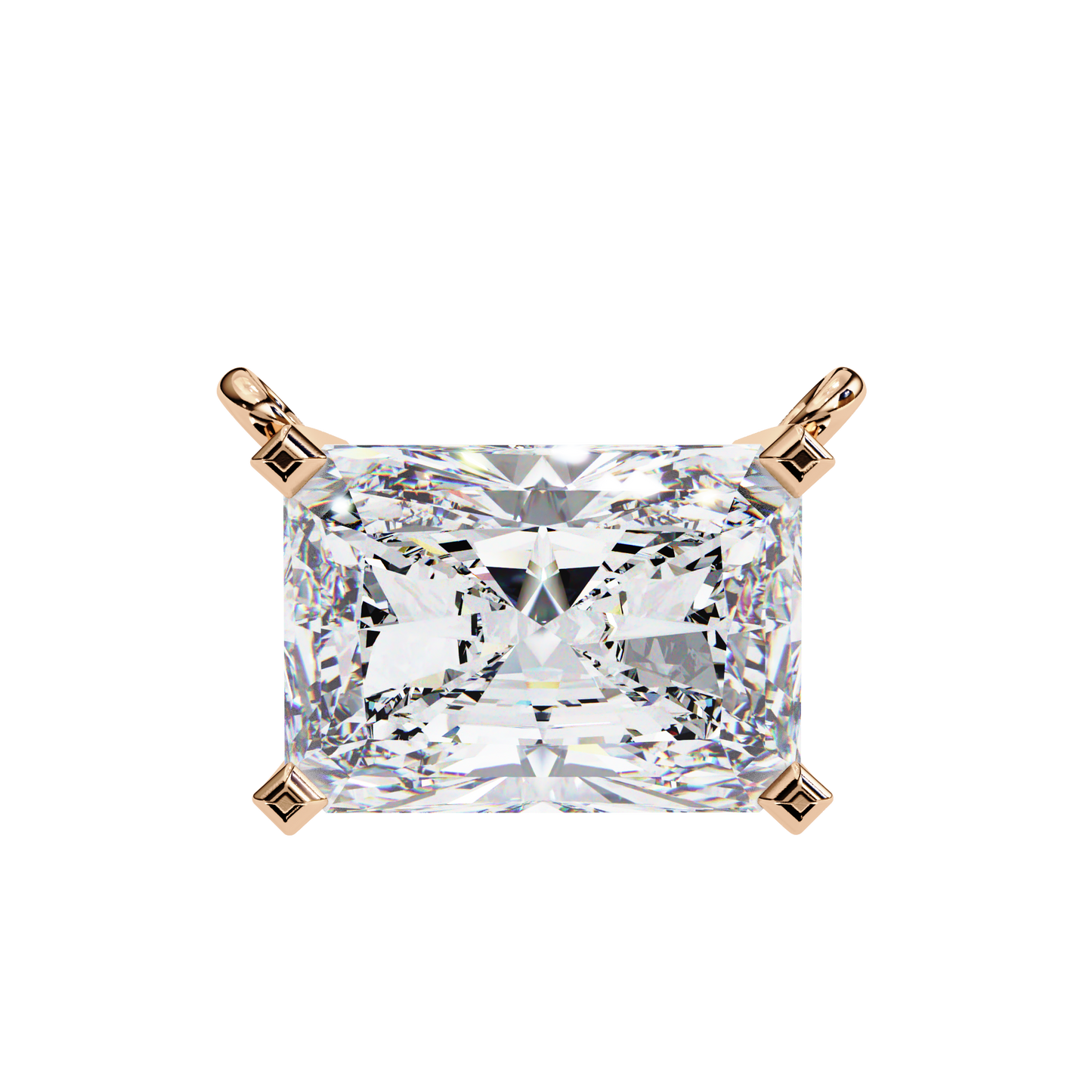 East-West Radiant Cut Solitaire Necklace | Modern Horizontal Pendant