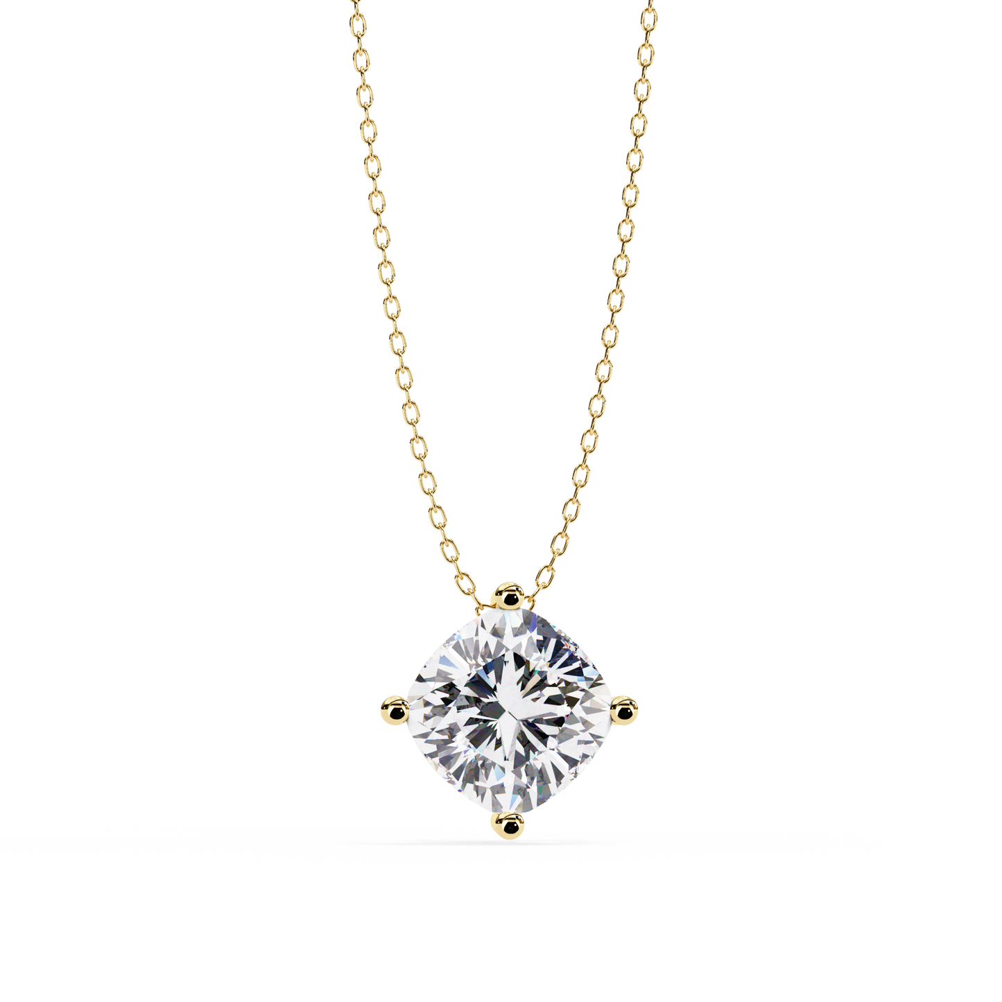 Minimalist Cushion Cut Necklace | Floating Solitaire Pendant