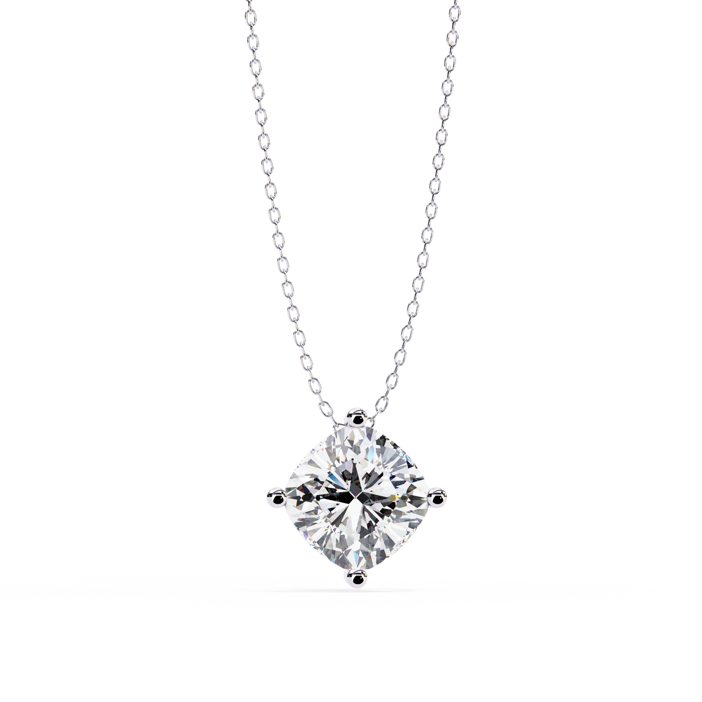 Minimalist Cushion Cut Necklace | Floating Solitaire Pendant