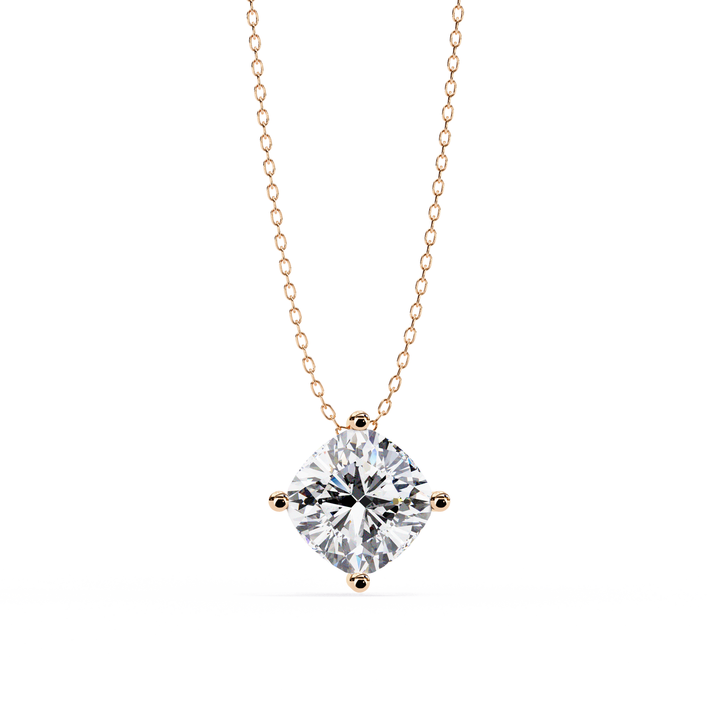 Minimalist Cushion Cut Necklace | Floating Solitaire Pendant