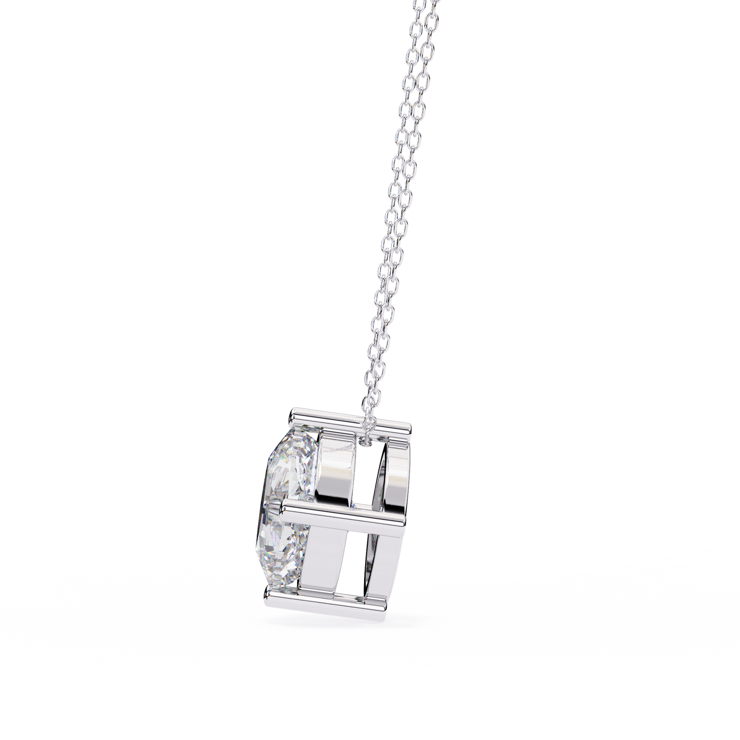 Minimalist Cushion Cut Necklace | Floating Solitaire Pendant