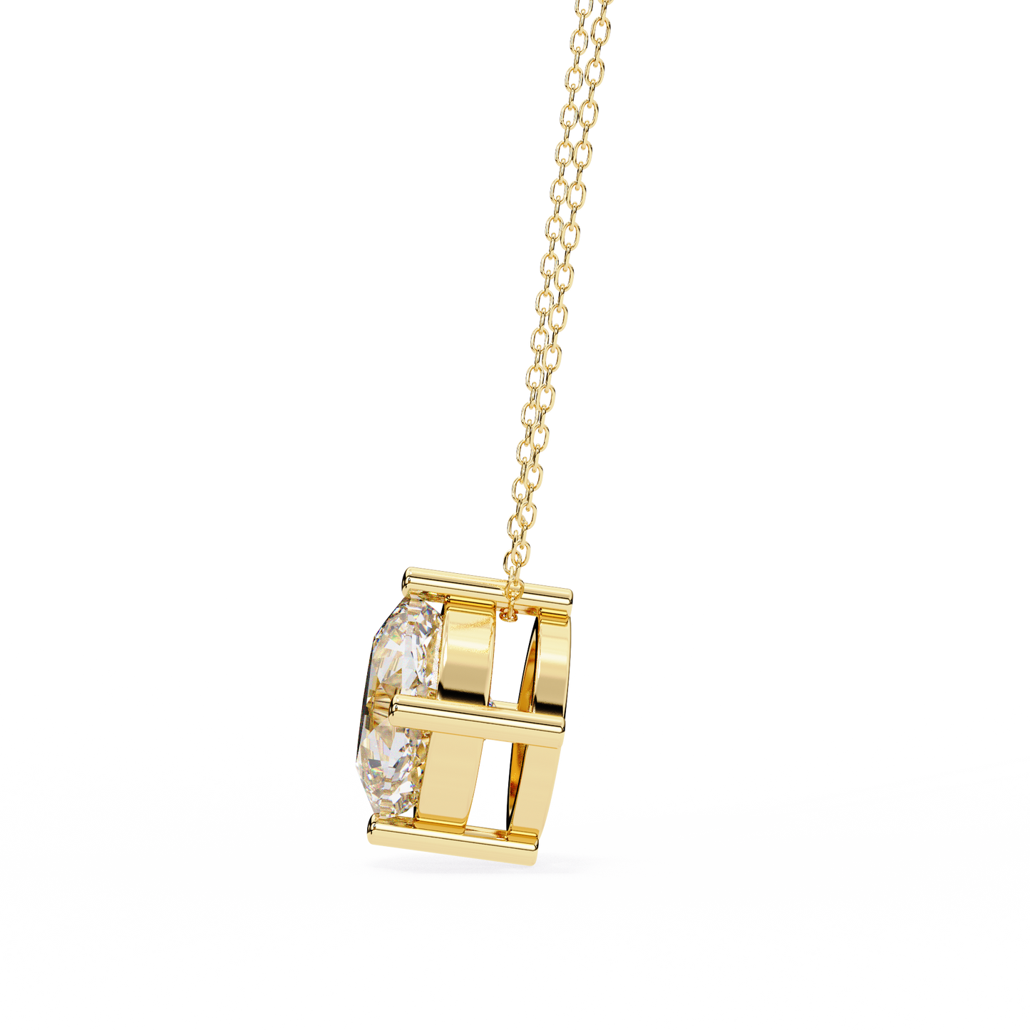 Minimalist Cushion Cut Necklace | Floating Solitaire Pendant