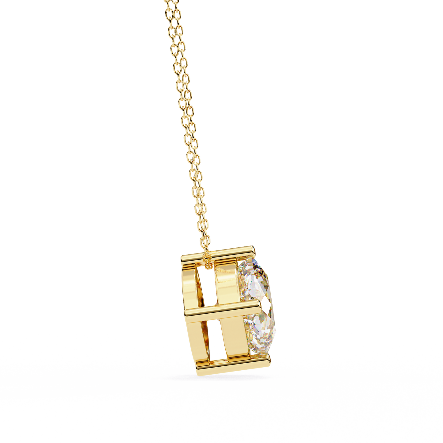 Minimalist Cushion Cut Necklace | Floating Solitaire Pendant