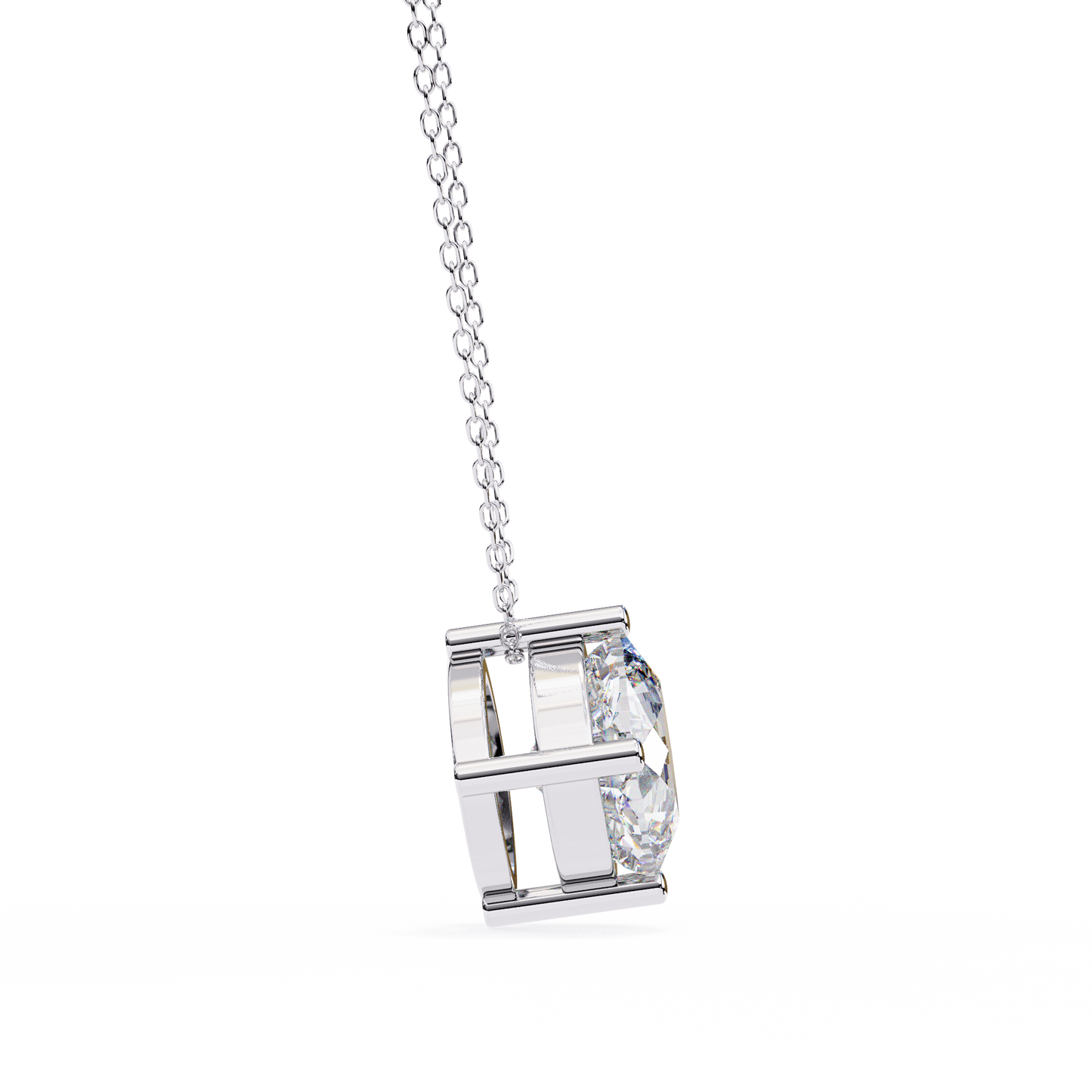 Minimalist Cushion Cut Necklace | Floating Solitaire Pendant