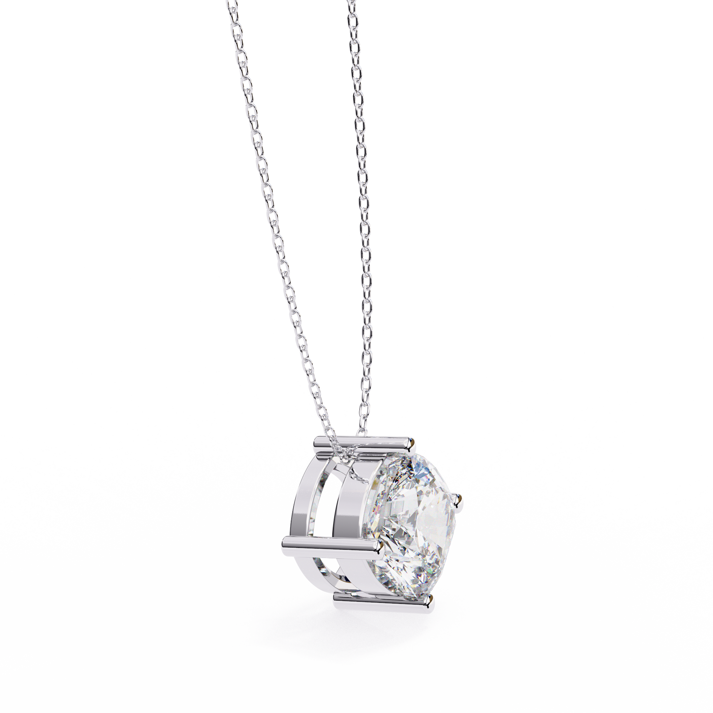 Minimalist Cushion Cut Necklace | Floating Solitaire Pendant