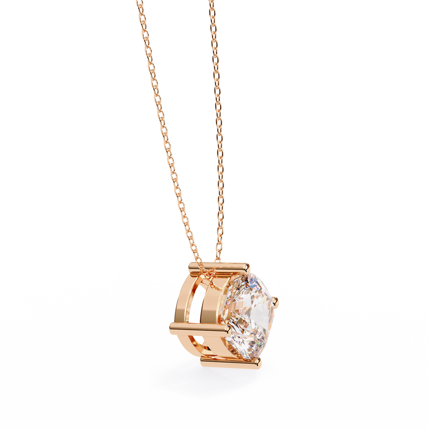Minimalist Cushion Cut Necklace | Floating Solitaire Pendant