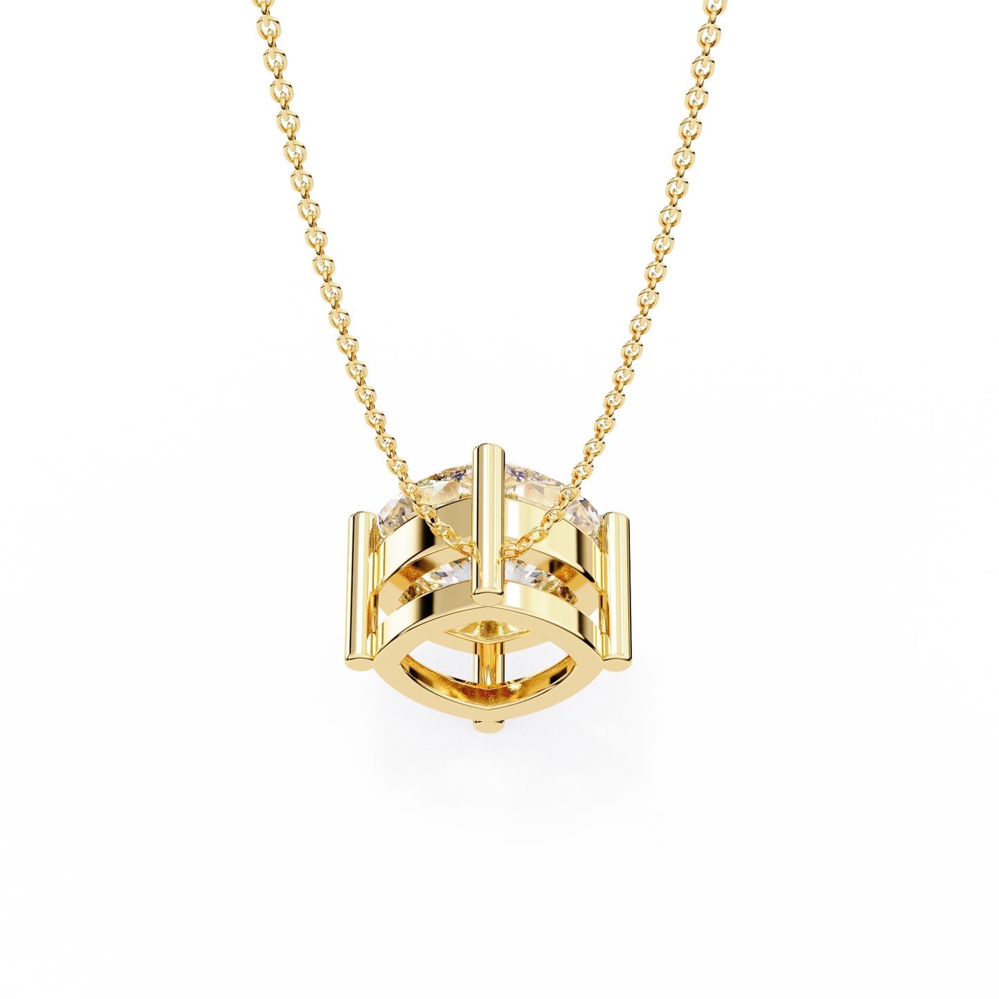 Minimalist Cushion Cut Necklace | Floating Solitaire Pendant