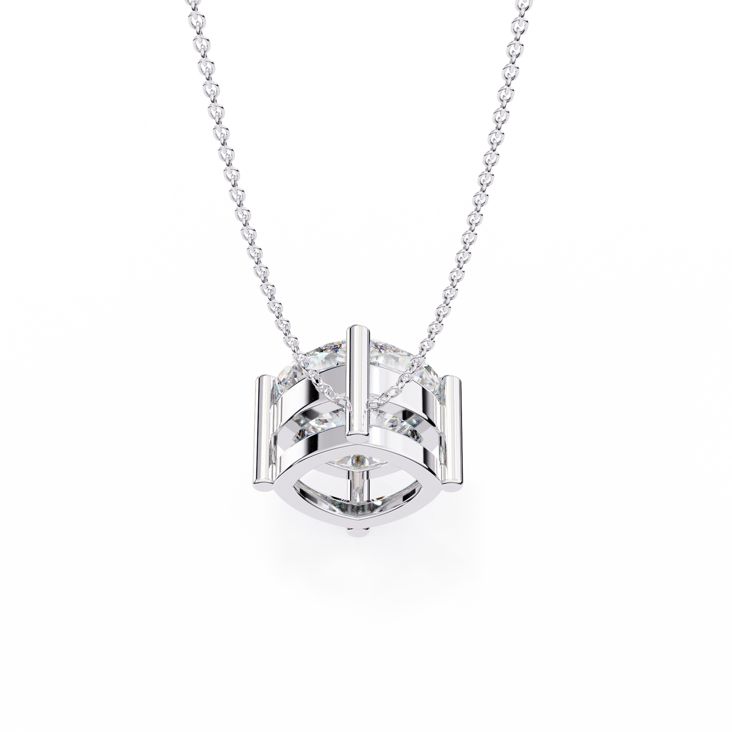 Minimalist Cushion Cut Necklace | Floating Solitaire Pendant