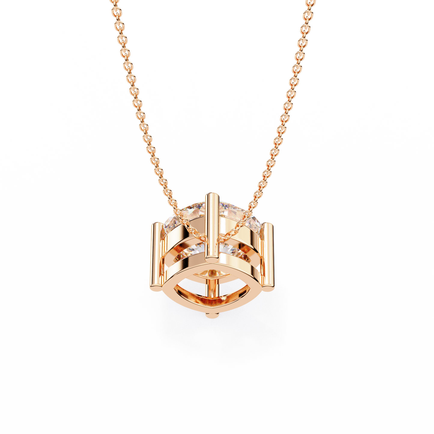 Minimalist Cushion Cut Necklace | Floating Solitaire Pendant