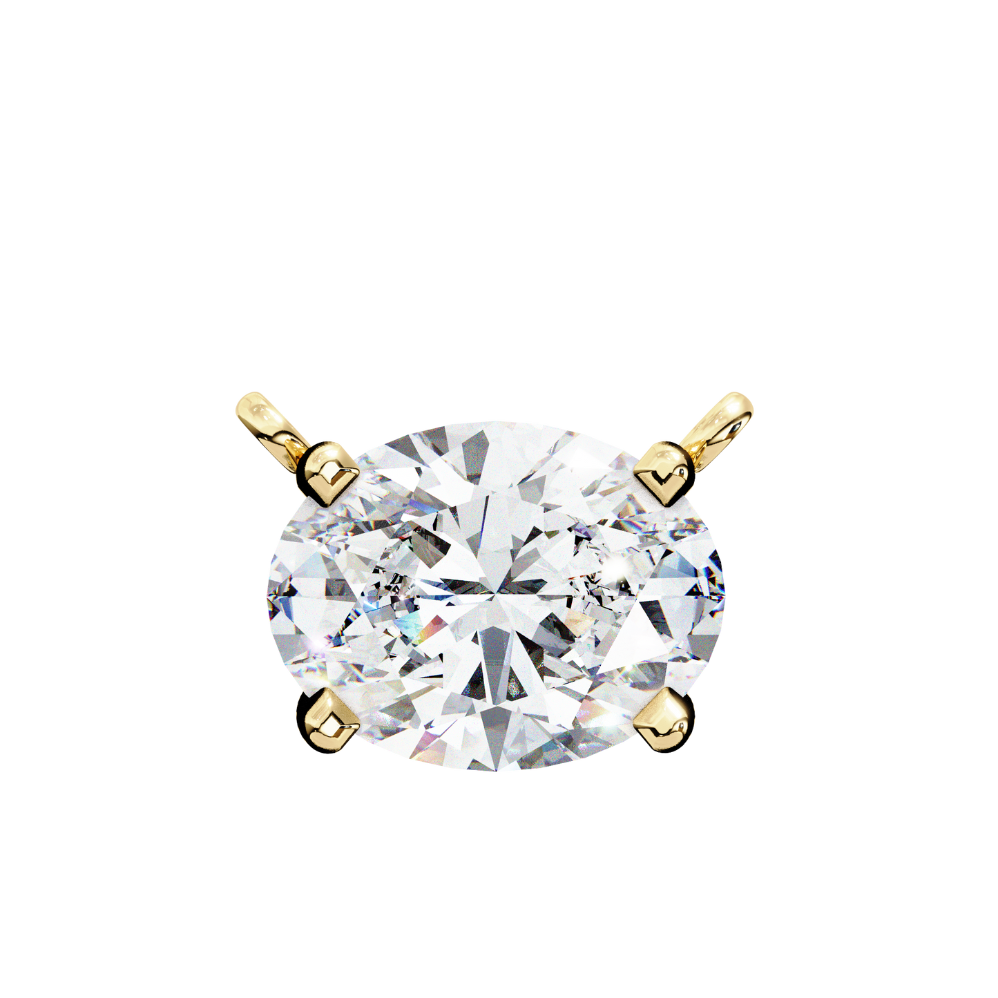 East-West Oval Solitaire Necklace | Modern Floating Pendant