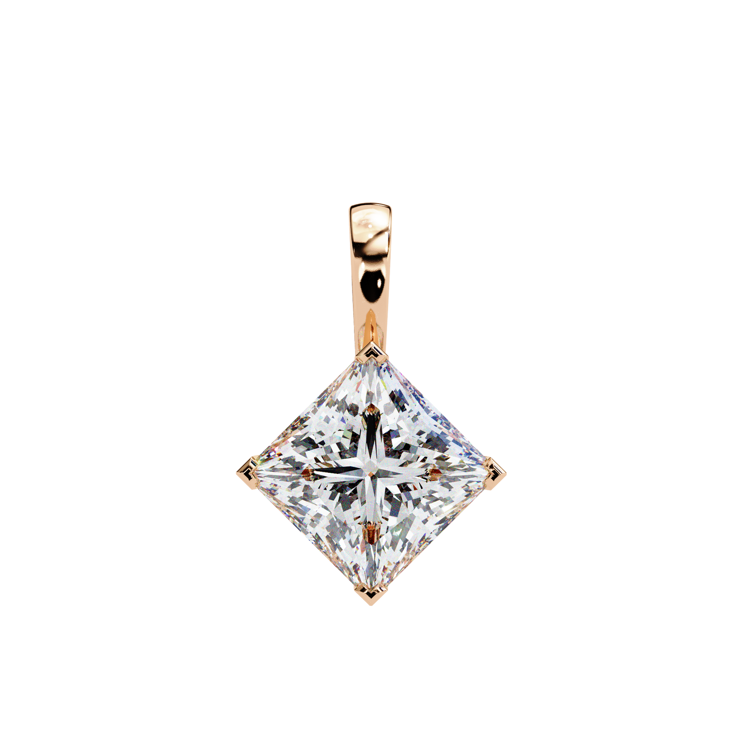 Princess Cut Solitaire Necklace | Square Diamond Pendant for Women