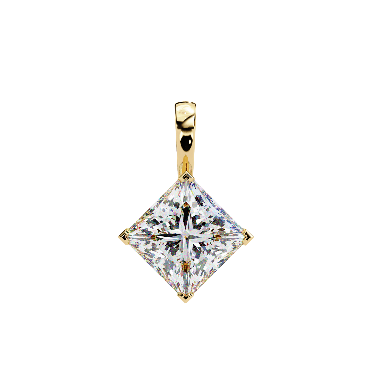 Princess Cut Solitaire Necklace | Square Diamond Pendant for Women