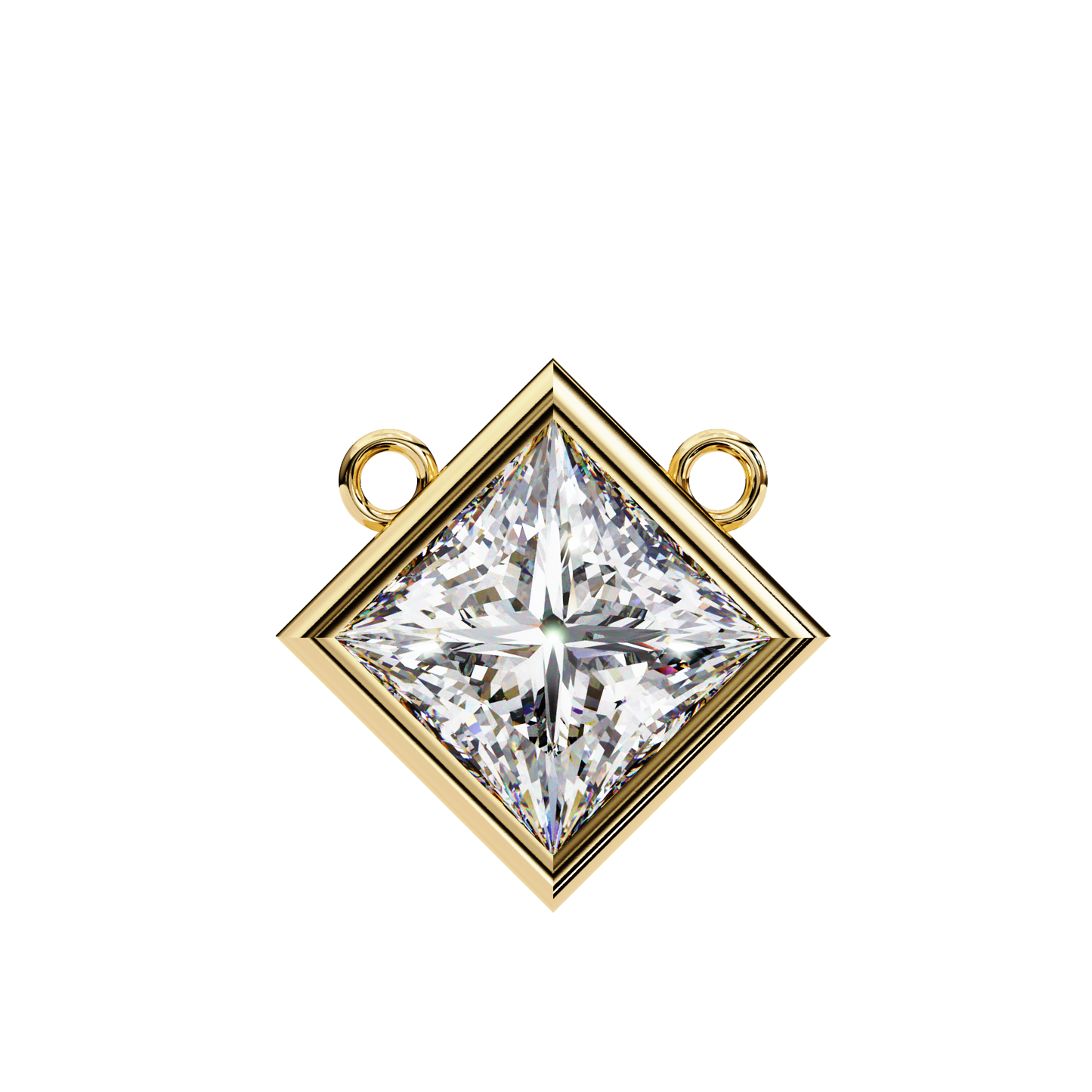 Bezel Set Princess Cut Solitaire Necklace | Floating Square Pendant