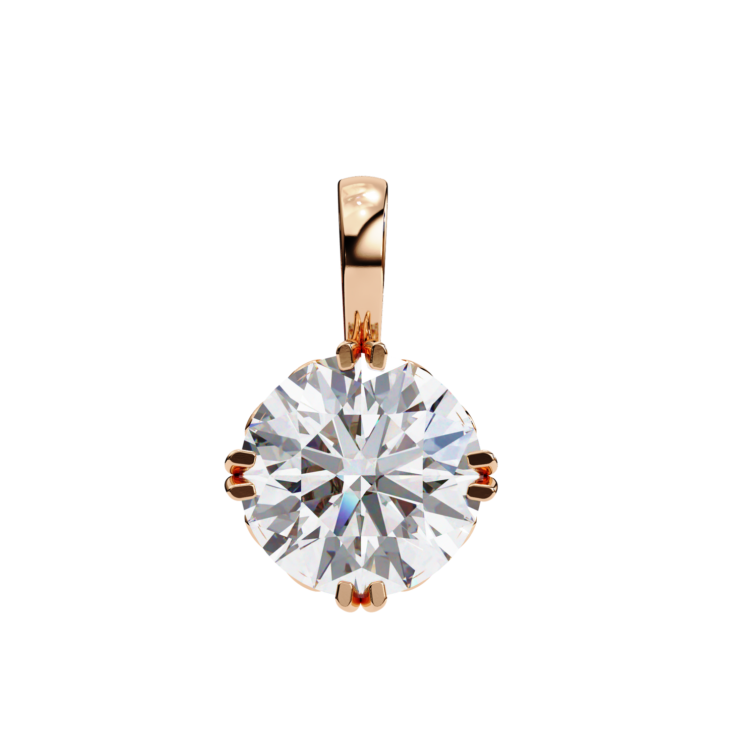 Basket Set Solitaire Necklace | Classic Round Diamond Pendant