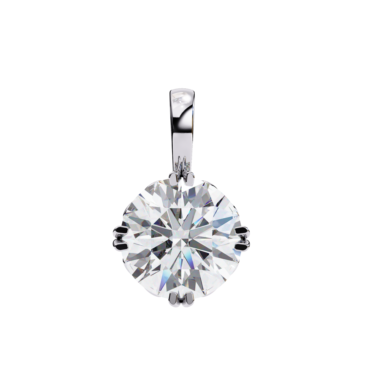Basket Set Solitaire Necklace | Classic Round Diamond Pendant