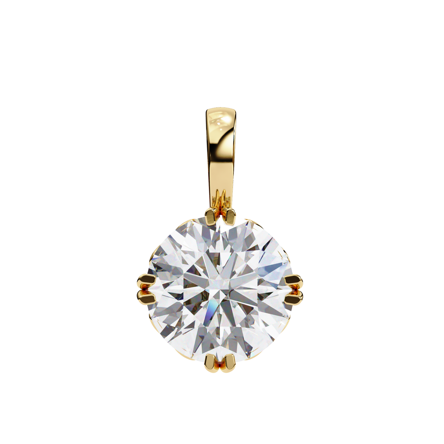 Basket Set Solitaire Necklace | Classic Round Diamond Pendant