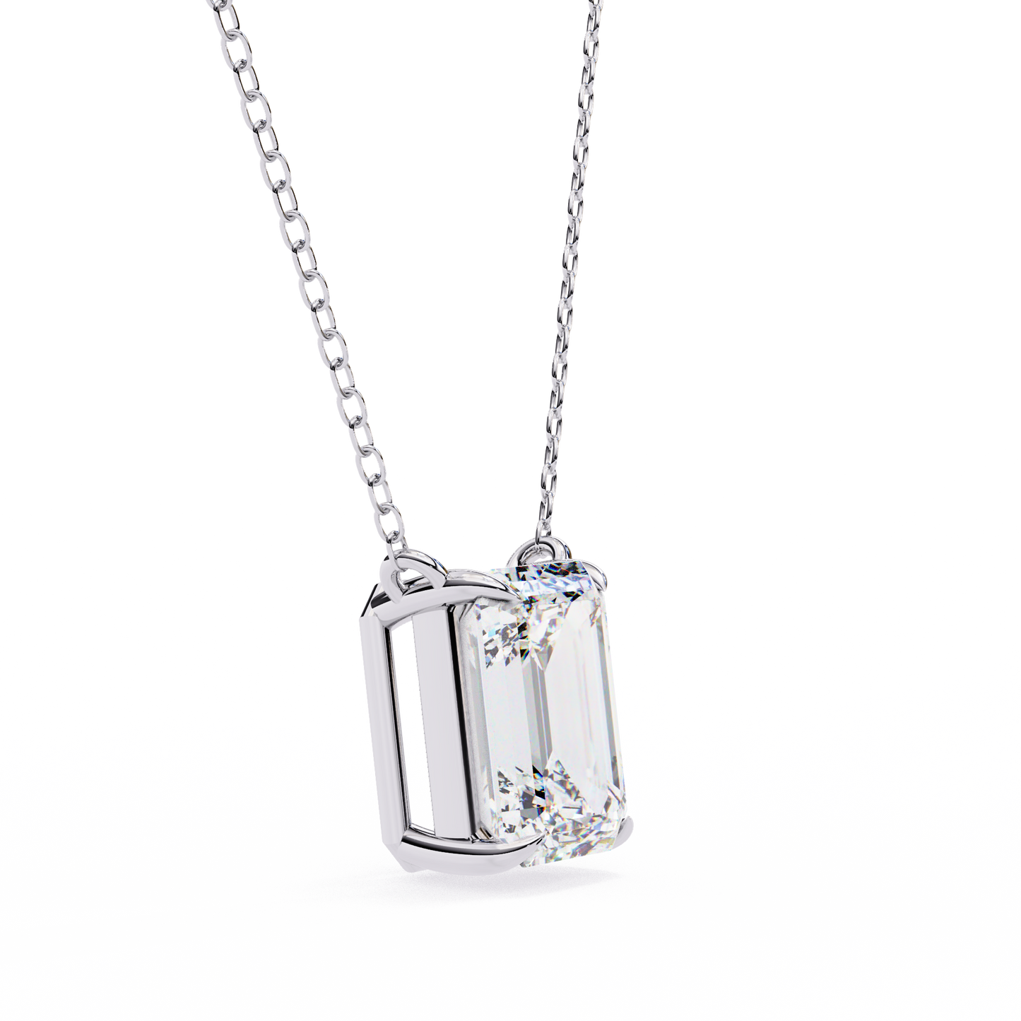 Emerald Cut Solitaire Necklace | Minimalist Bezel Set Pendant