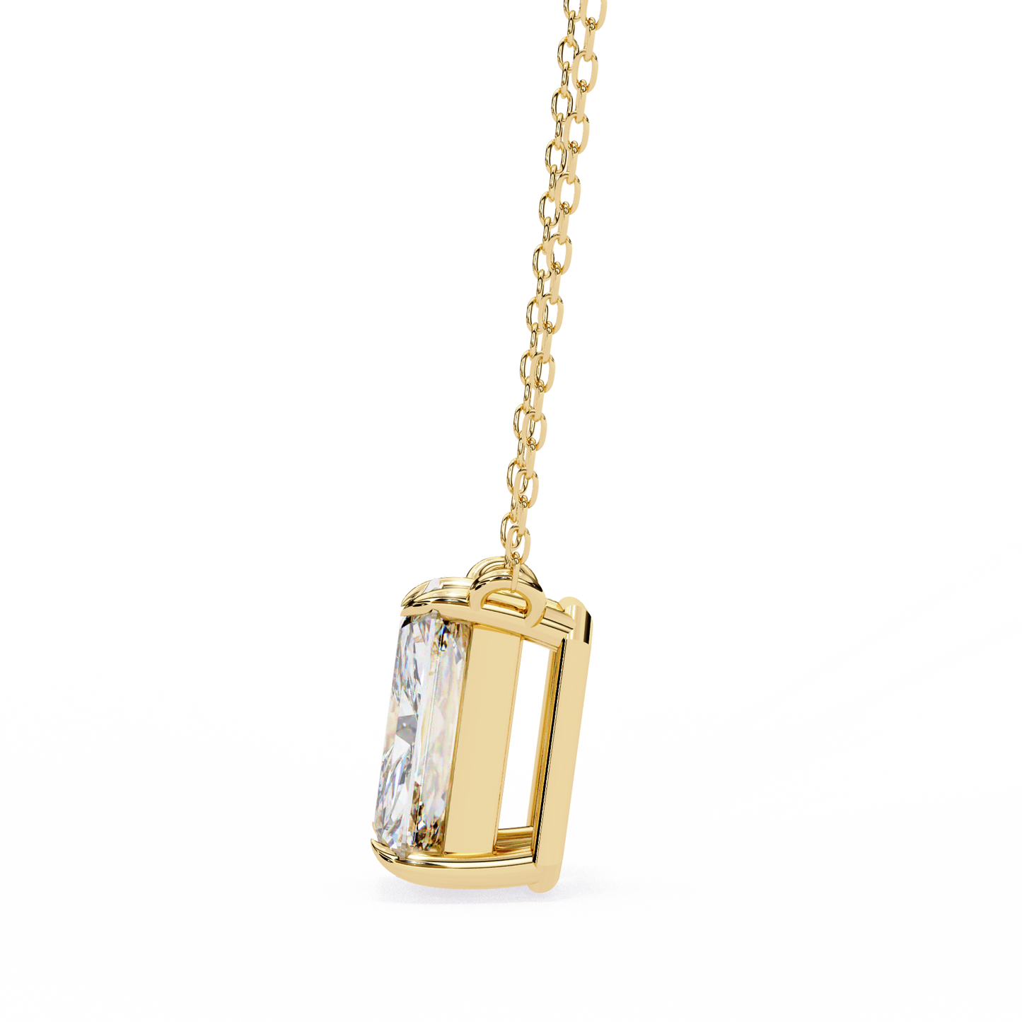 Emerald Cut Solitaire Necklace | Minimalist Bezel Set Pendant