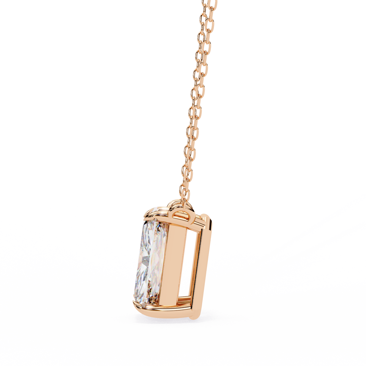 Emerald Cut Solitaire Necklace | Minimalist Bezel Set Pendant