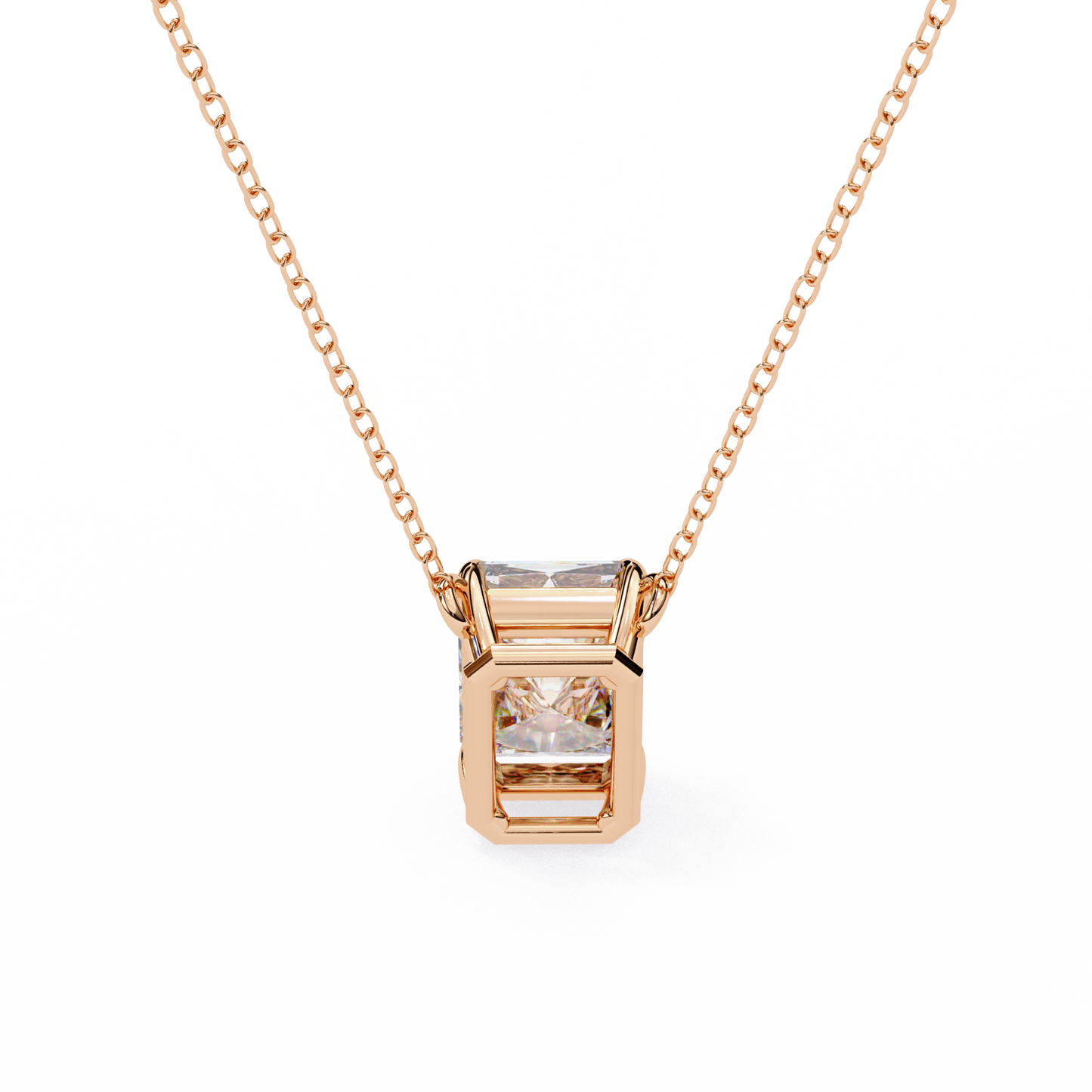 Emerald Cut Solitaire Necklace | Minimalist Bezel Set Pendant