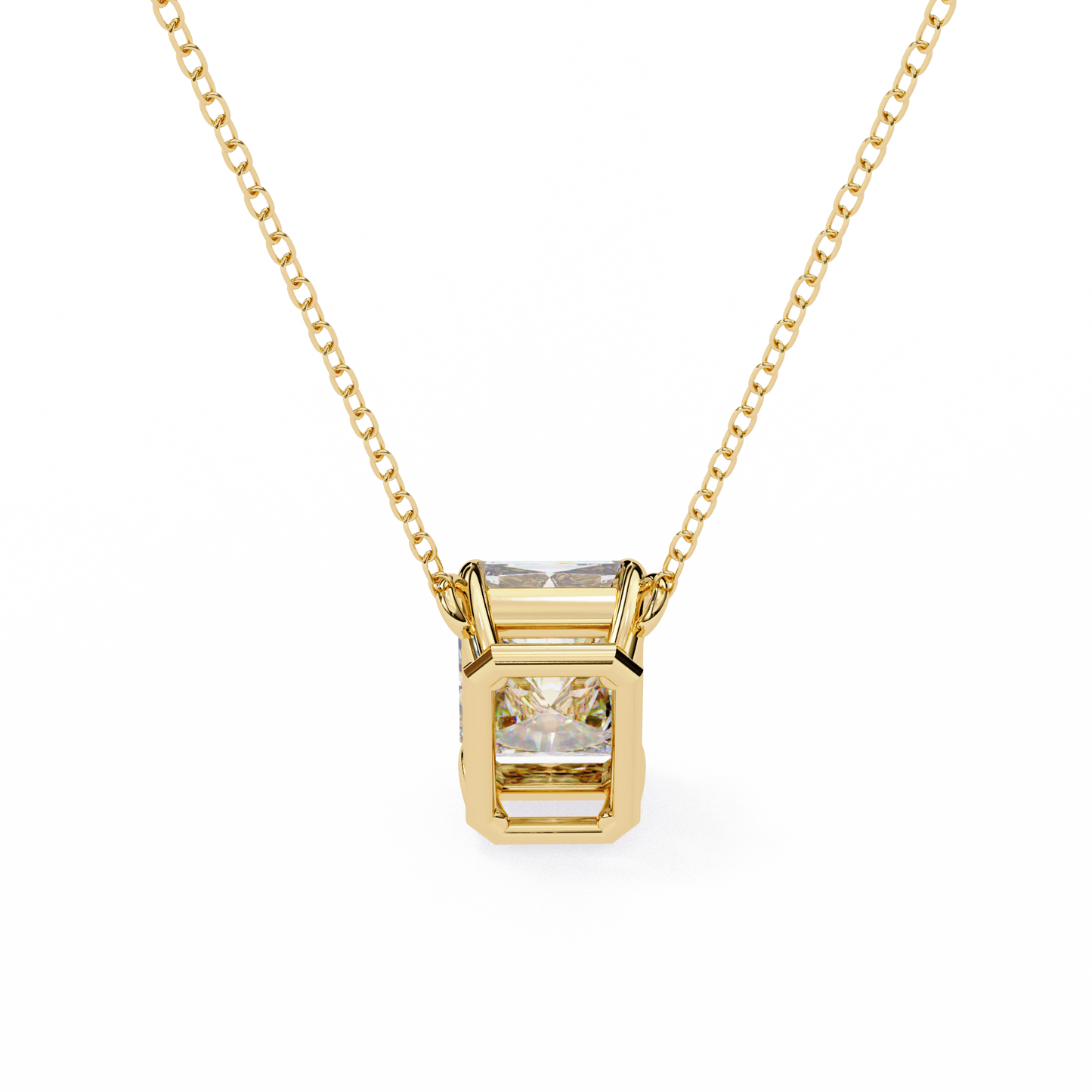 Emerald Cut Solitaire Necklace | Minimalist Bezel Set Pendant