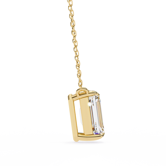 Emerald Cut Solitaire Necklace | Minimalist Bezel Set Pendant