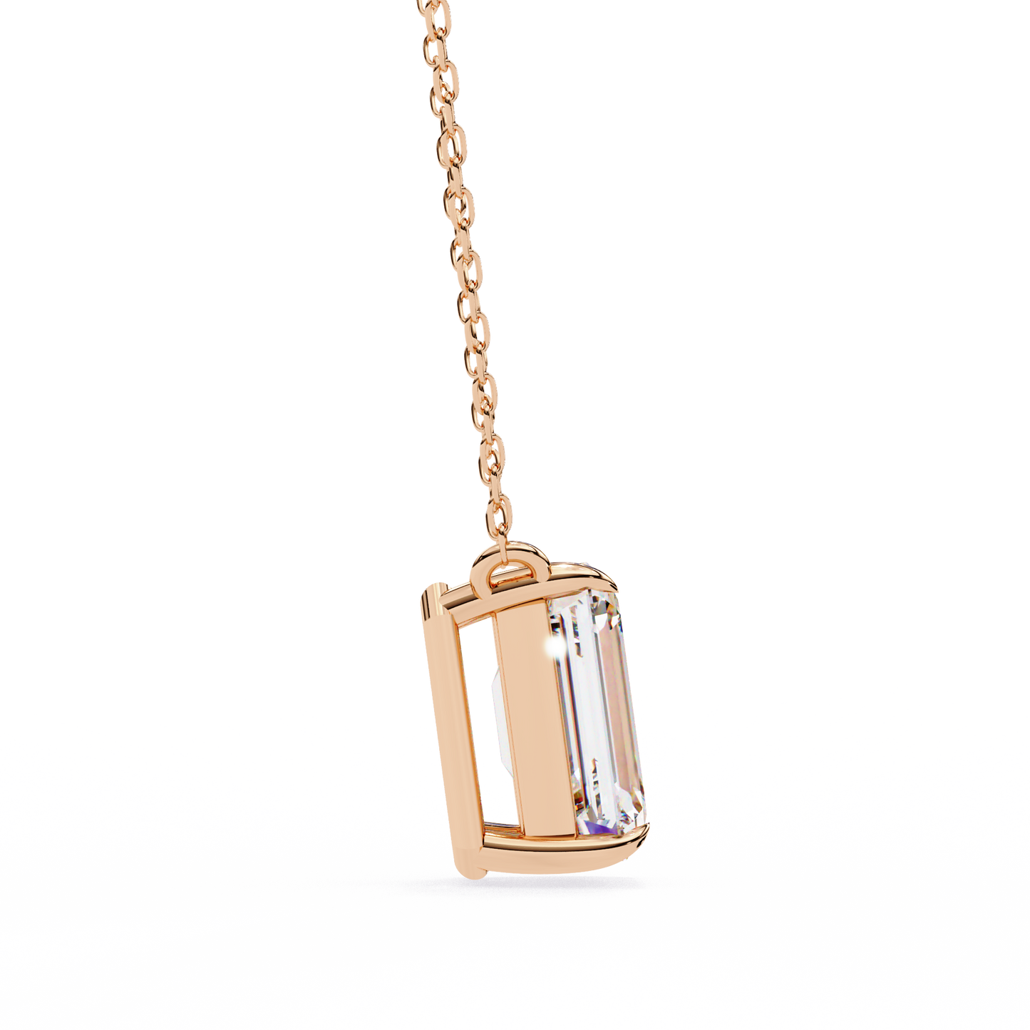 Emerald Cut Solitaire Necklace | Minimalist Bezel Set Pendant