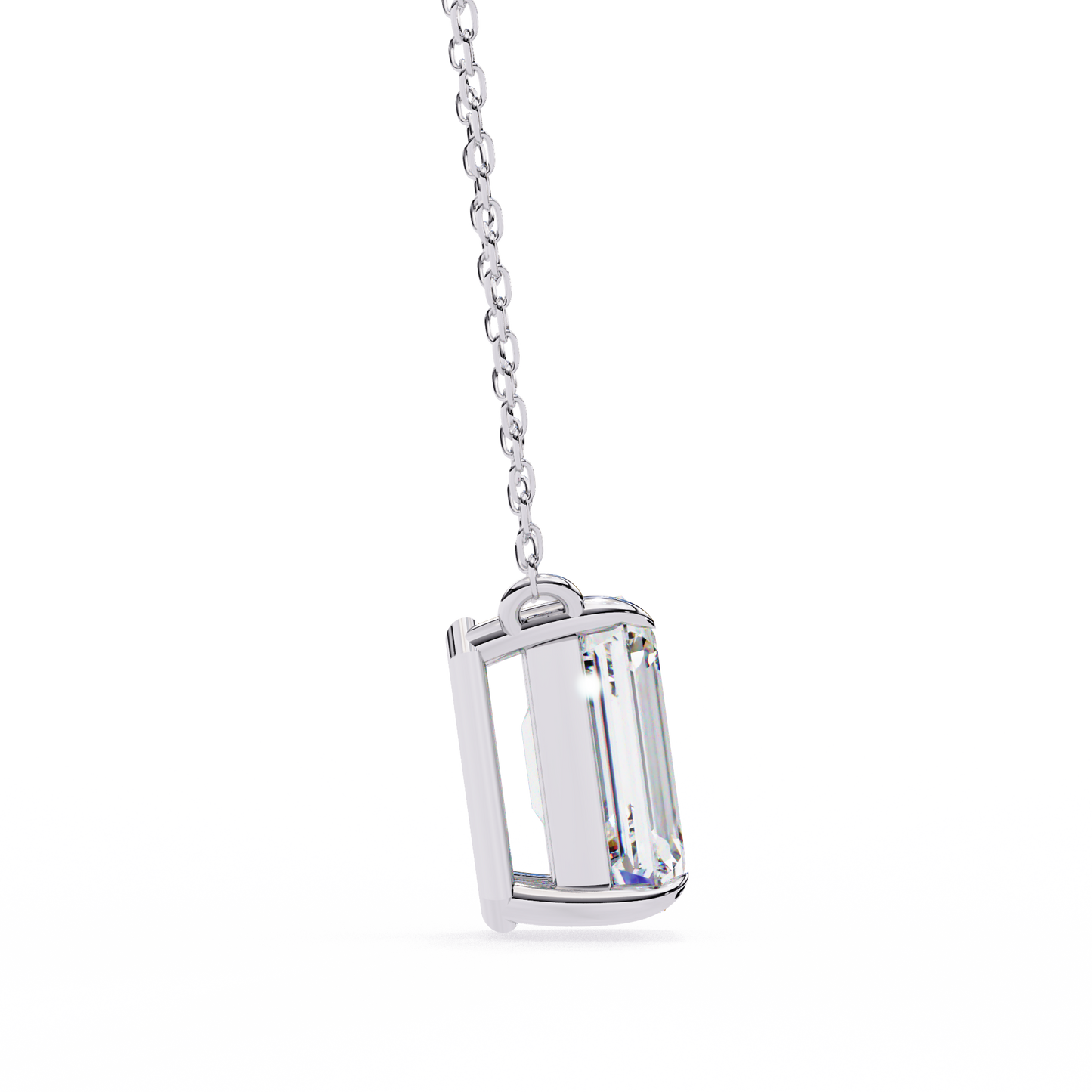 Emerald Cut Solitaire Necklace | Minimalist Bezel Set Pendant