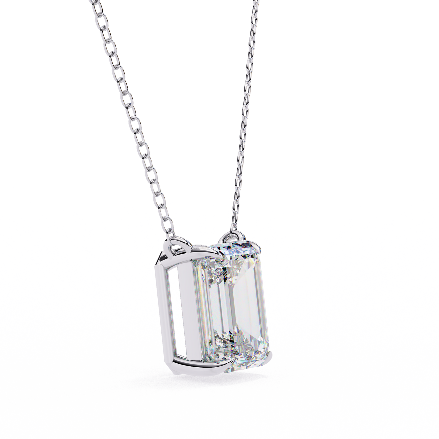 Emerald Cut Solitaire Necklace | Minimalist Bezel Set Pendant