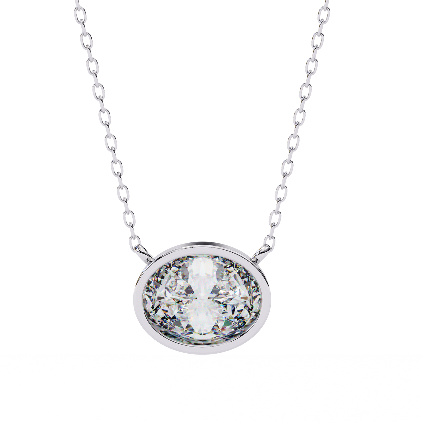 Sideways Oval Bezel Set Pendent