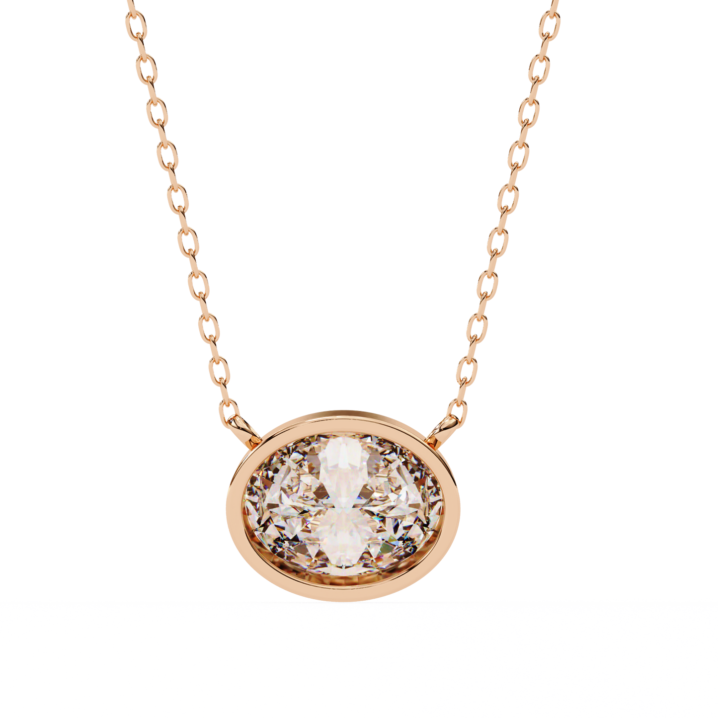 Sideways Oval Bezel Set Pendent