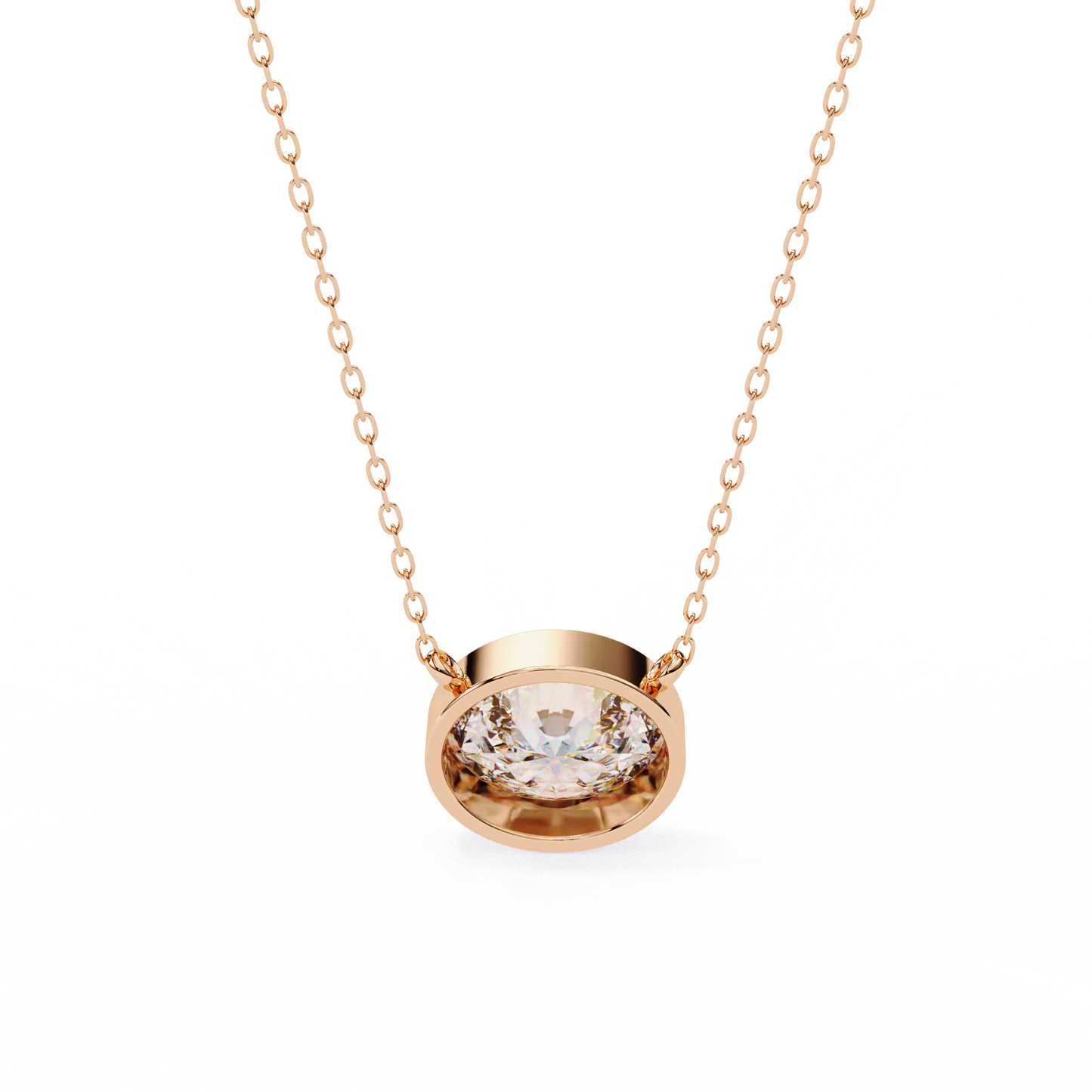 Sideways Oval Bezel Set Pendent