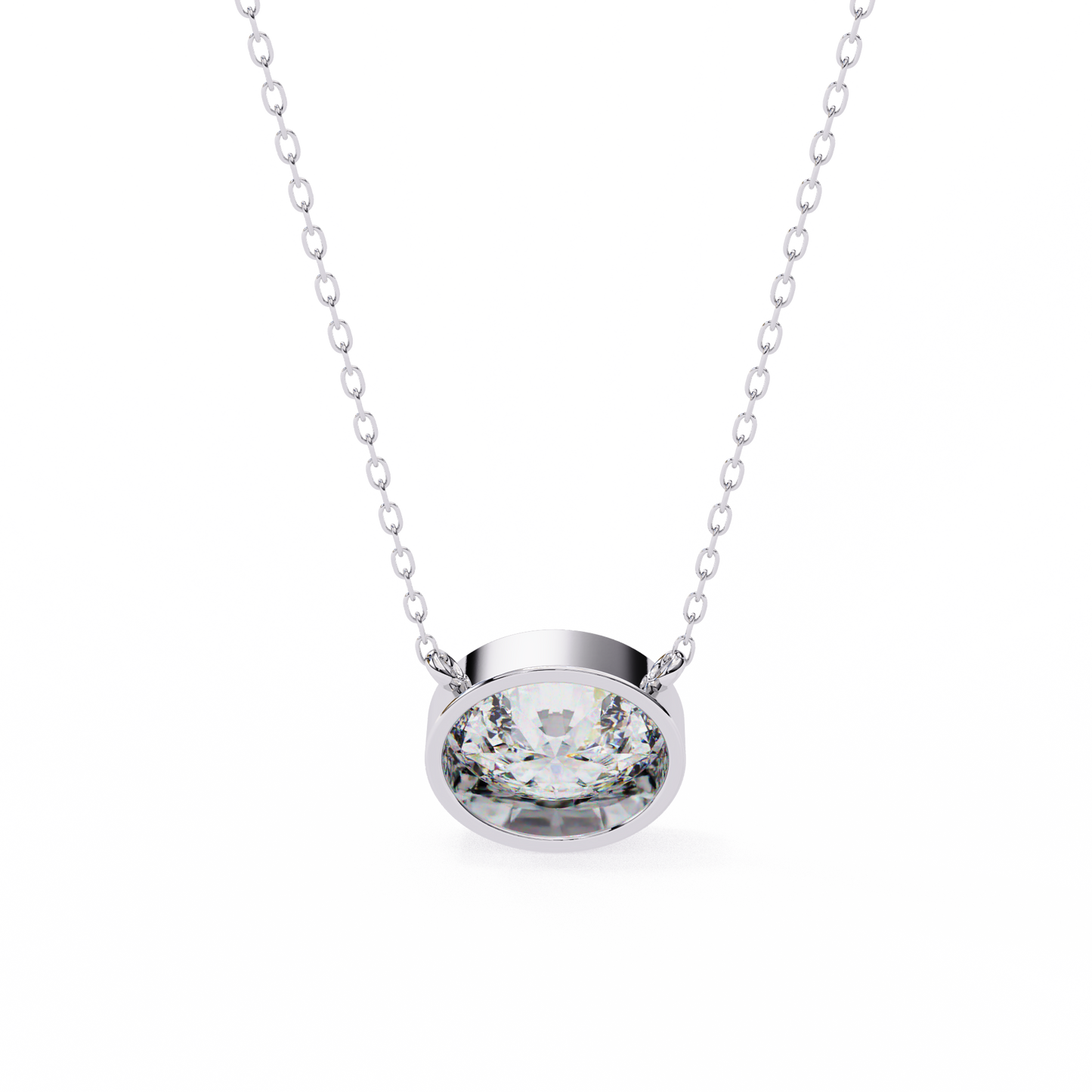 Sideways Oval Bezel Set Pendent