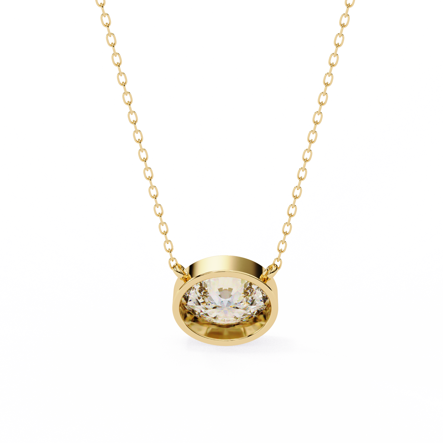 Sideways Oval Bezel Set Pendent