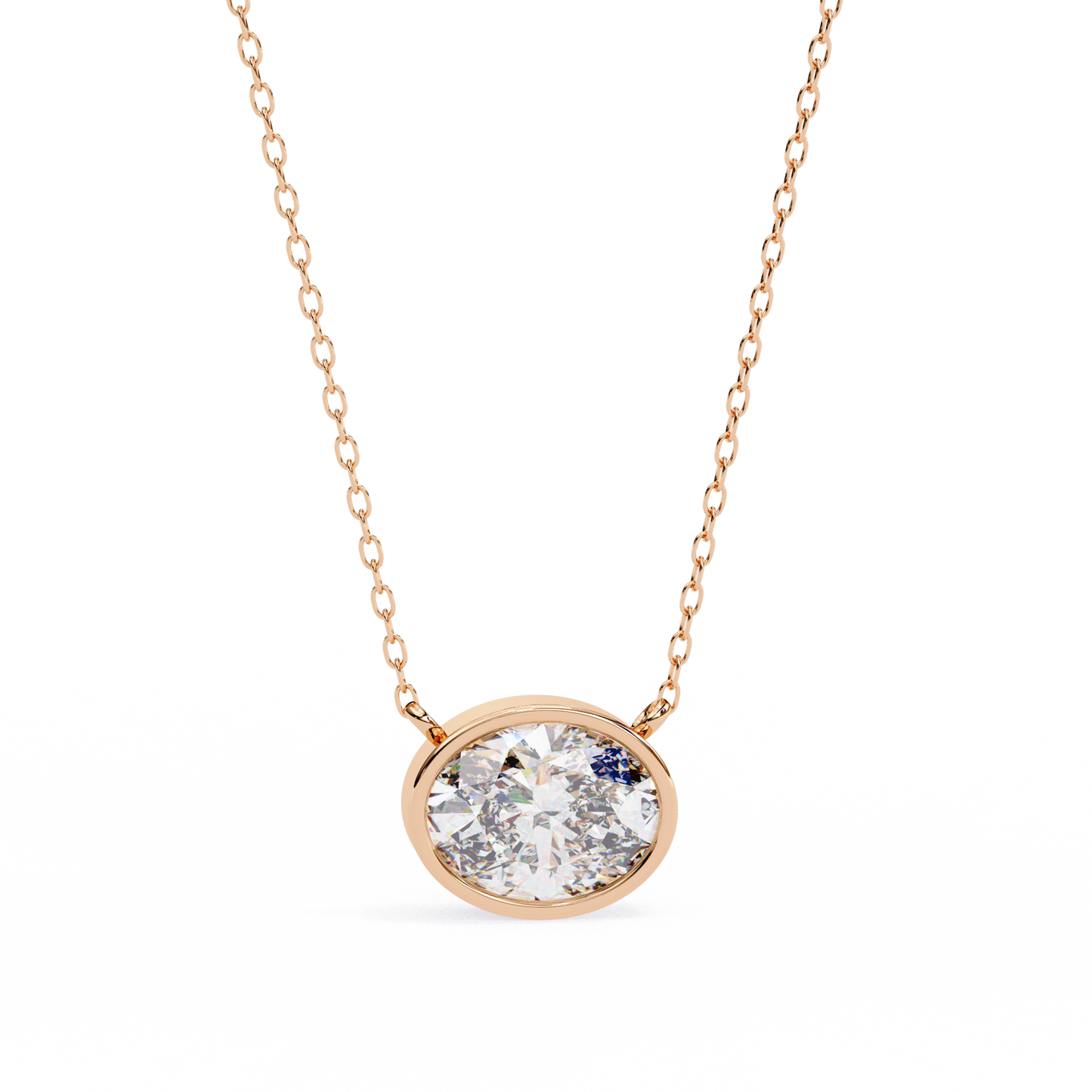 Sideways Oval Bezel Set Pendent