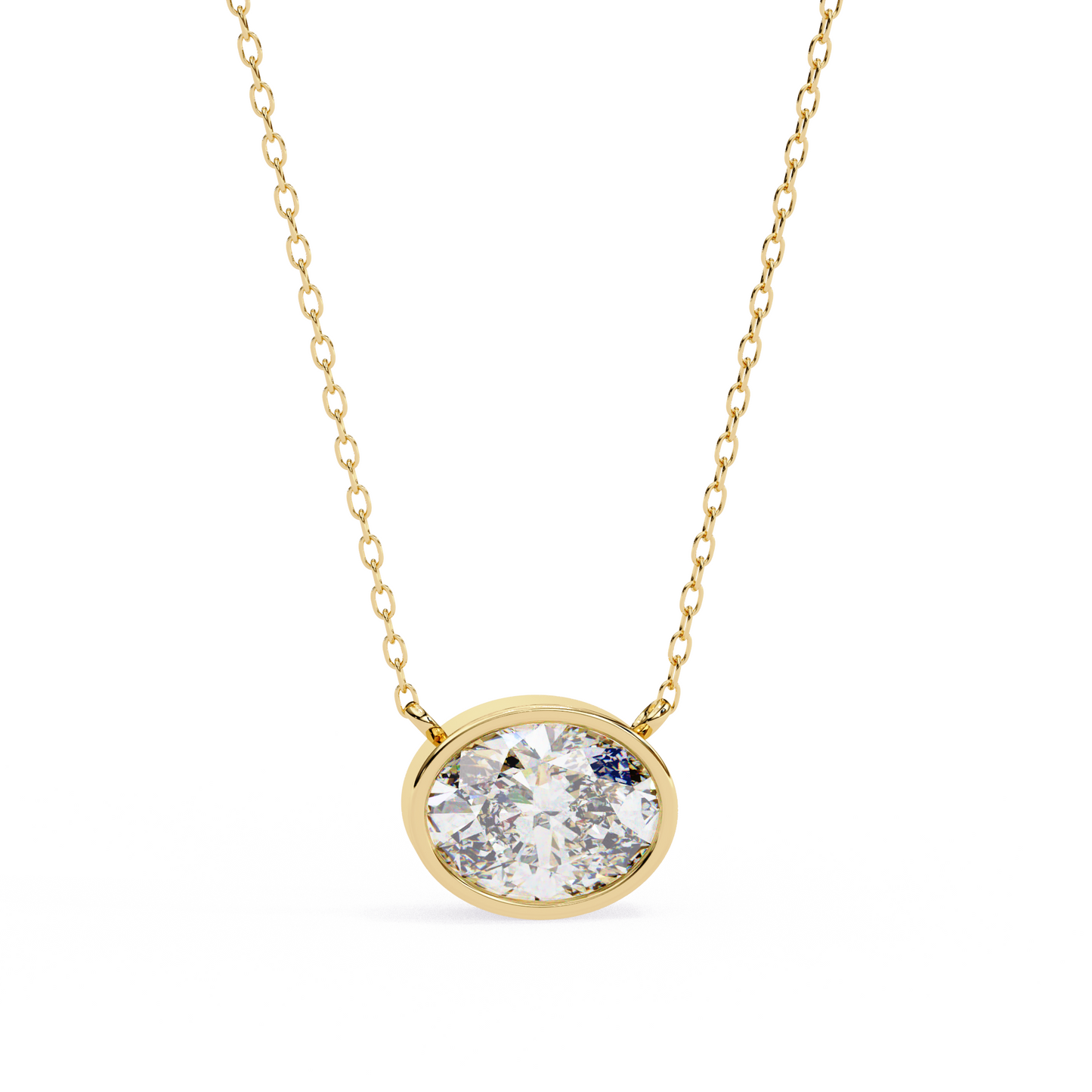 Sideways Oval Bezel Set Pendent