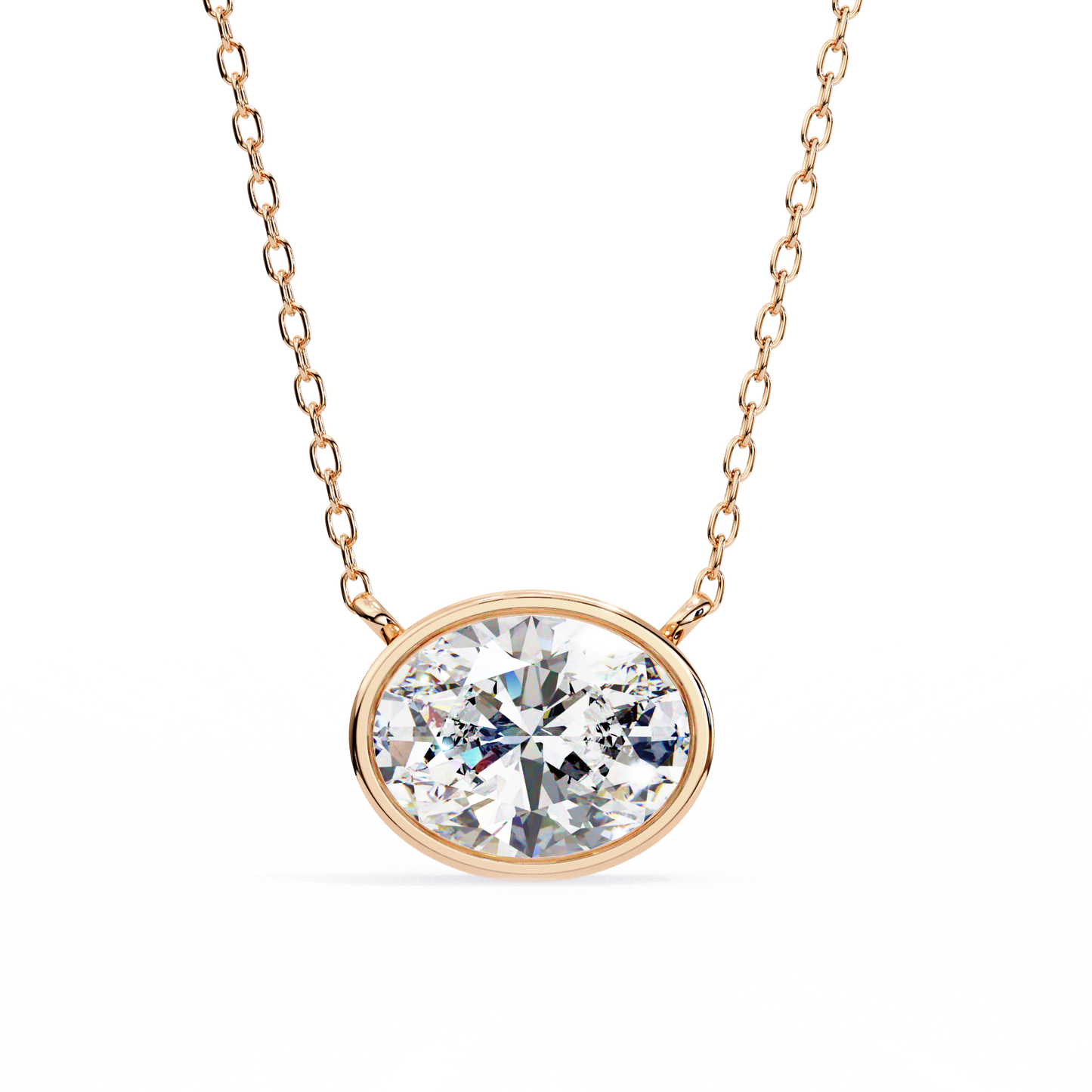 Sideways Oval Bezel Set Pendent