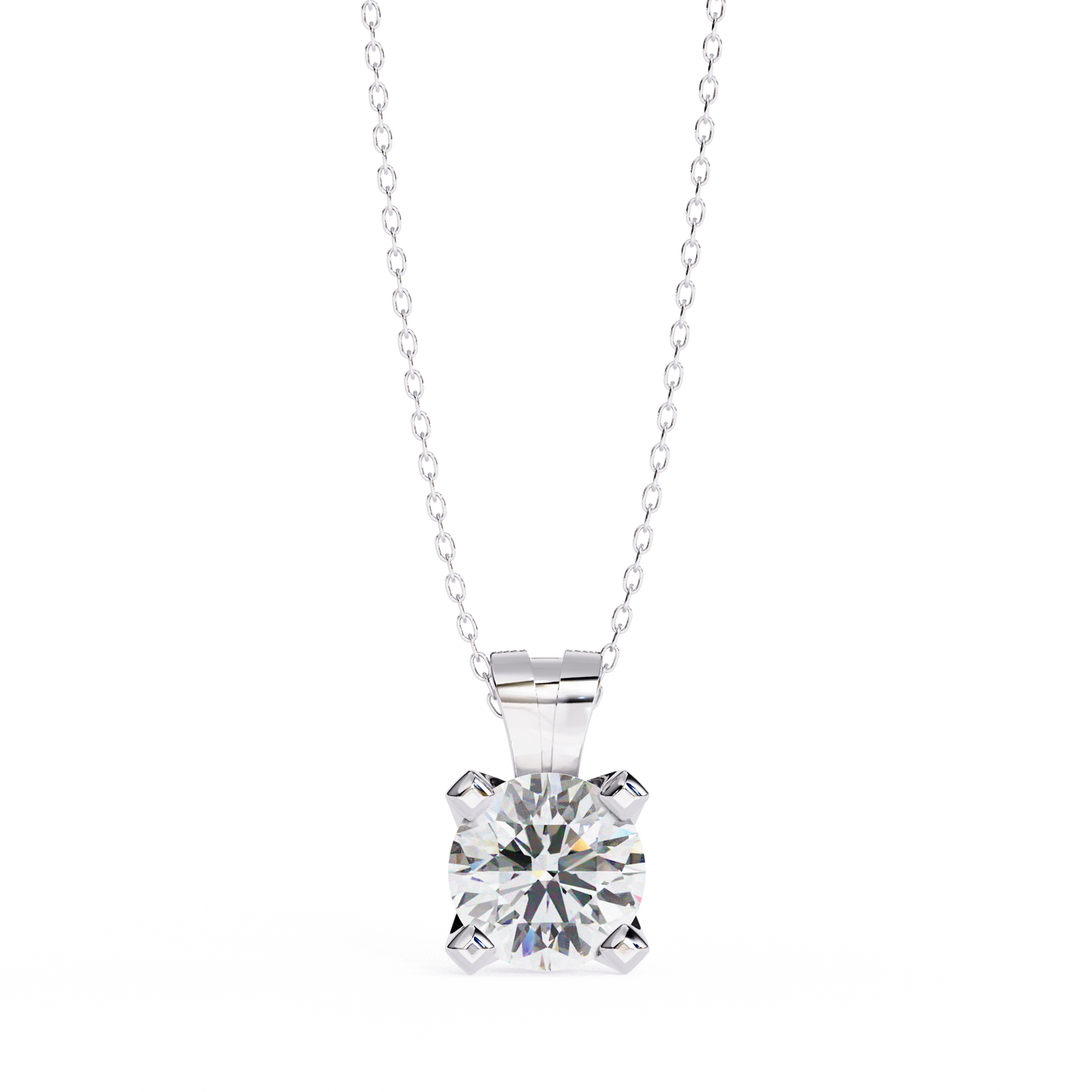 Classic 4-Prong Solitaire Necklace | Round Diamond Pendant for Women