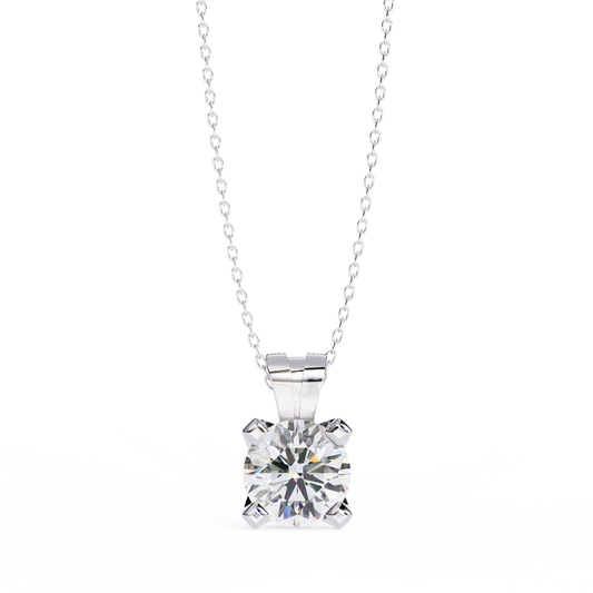 Classic 4-Prong Solitaire Necklace | Round Diamond Pendant for Women