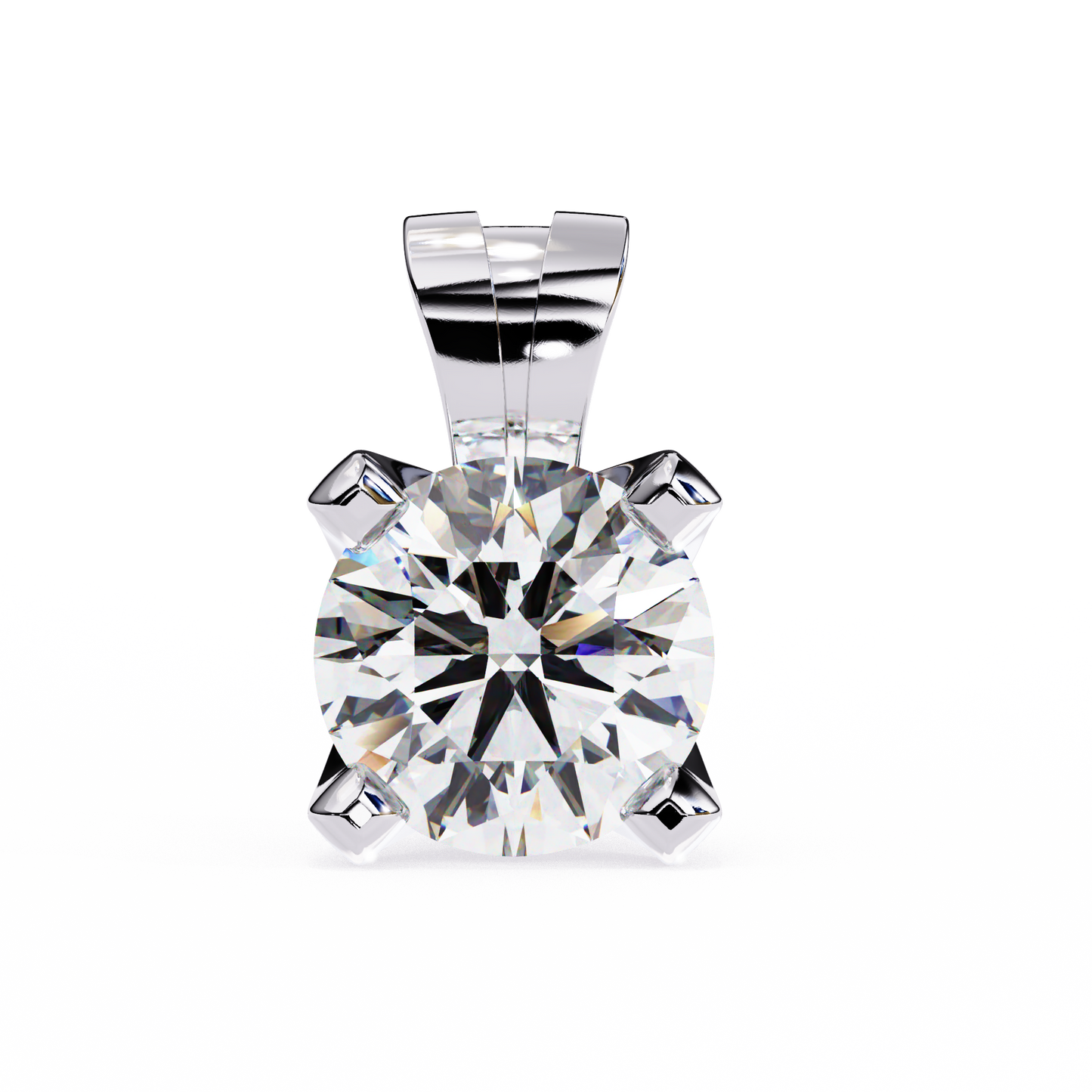 Classic 4-Prong Solitaire Necklace | Round Diamond Pendant for Women