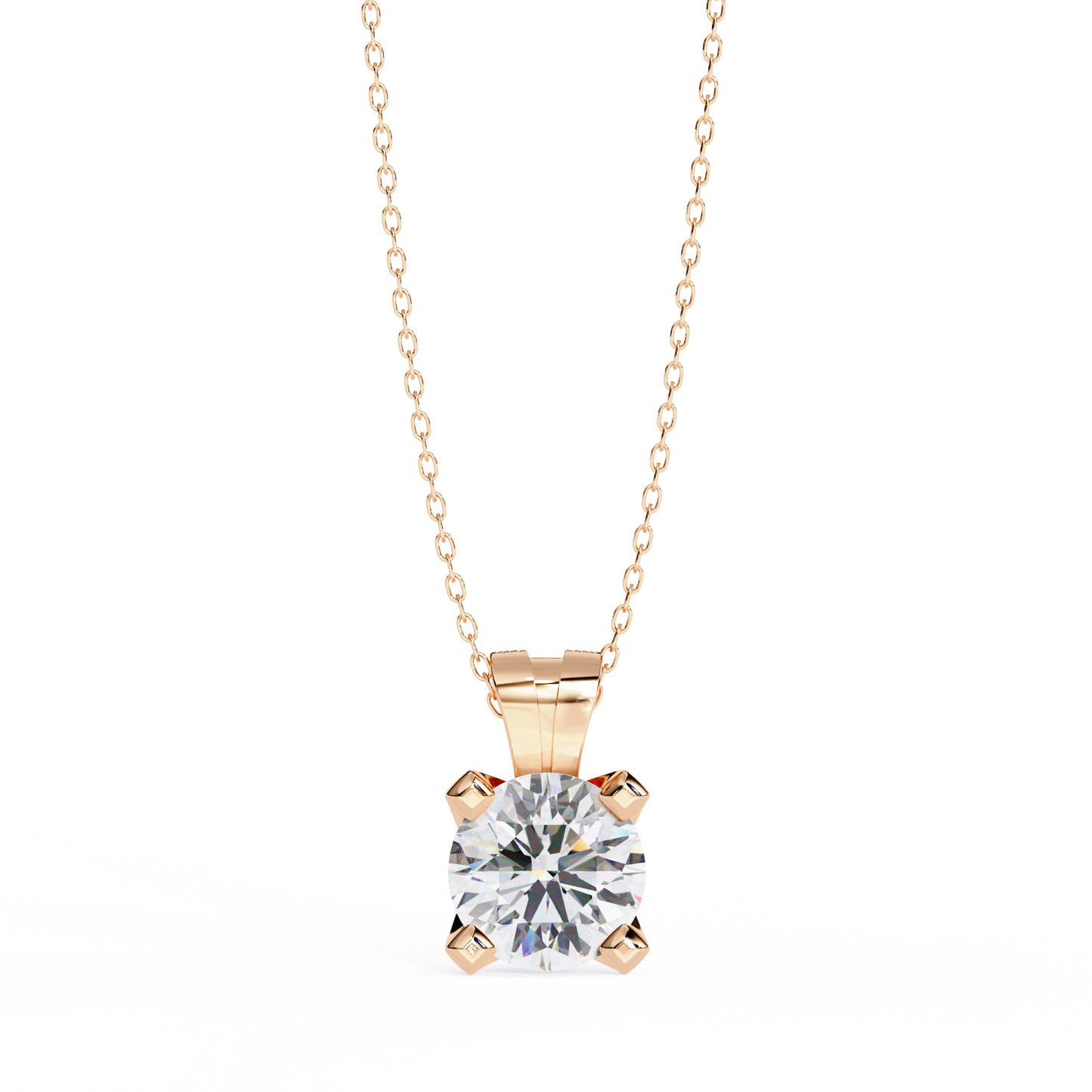 Classic 4-Prong Solitaire Necklace | Round Diamond Pendant for Women