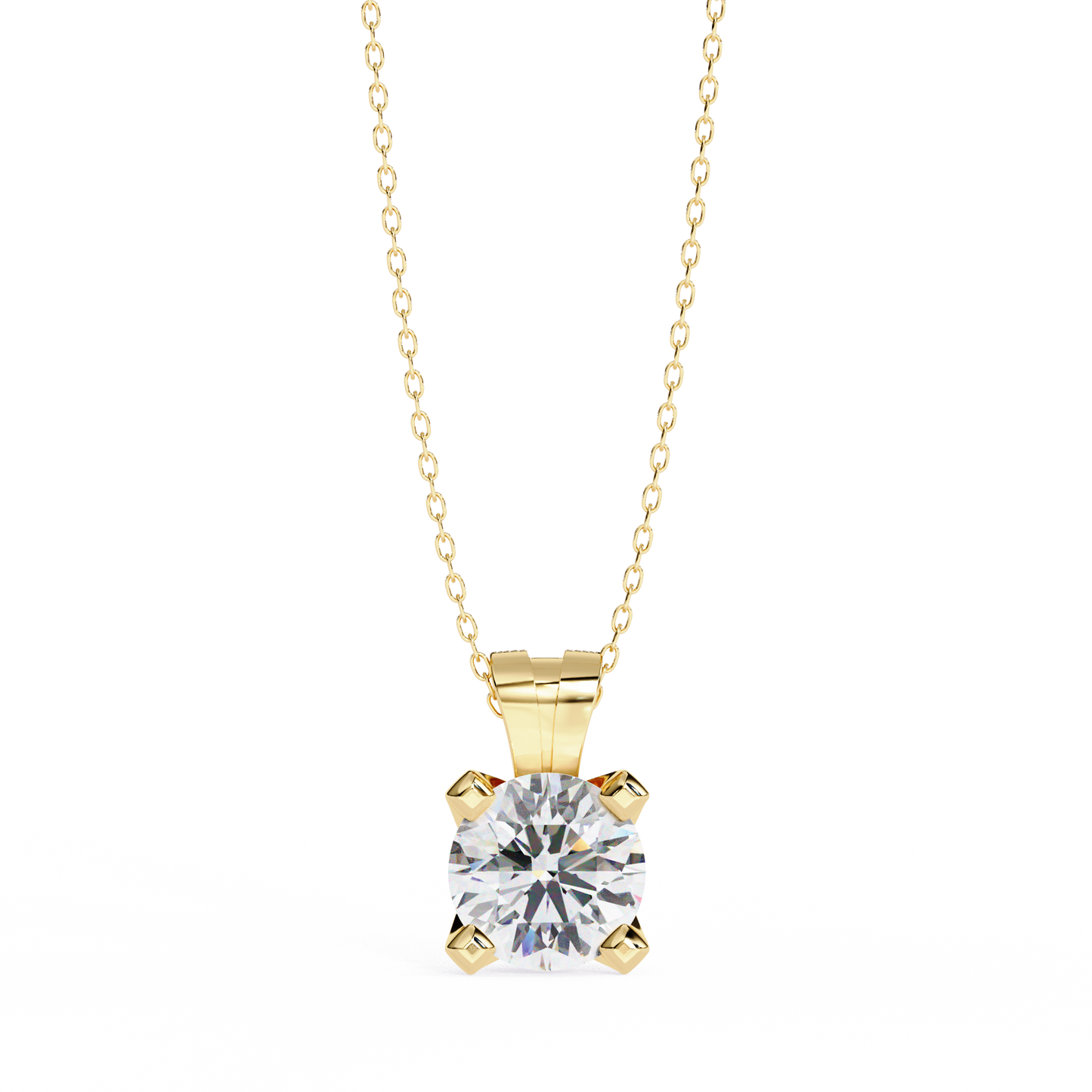Classic 4-Prong Solitaire Necklace | Round Diamond Pendant for Women