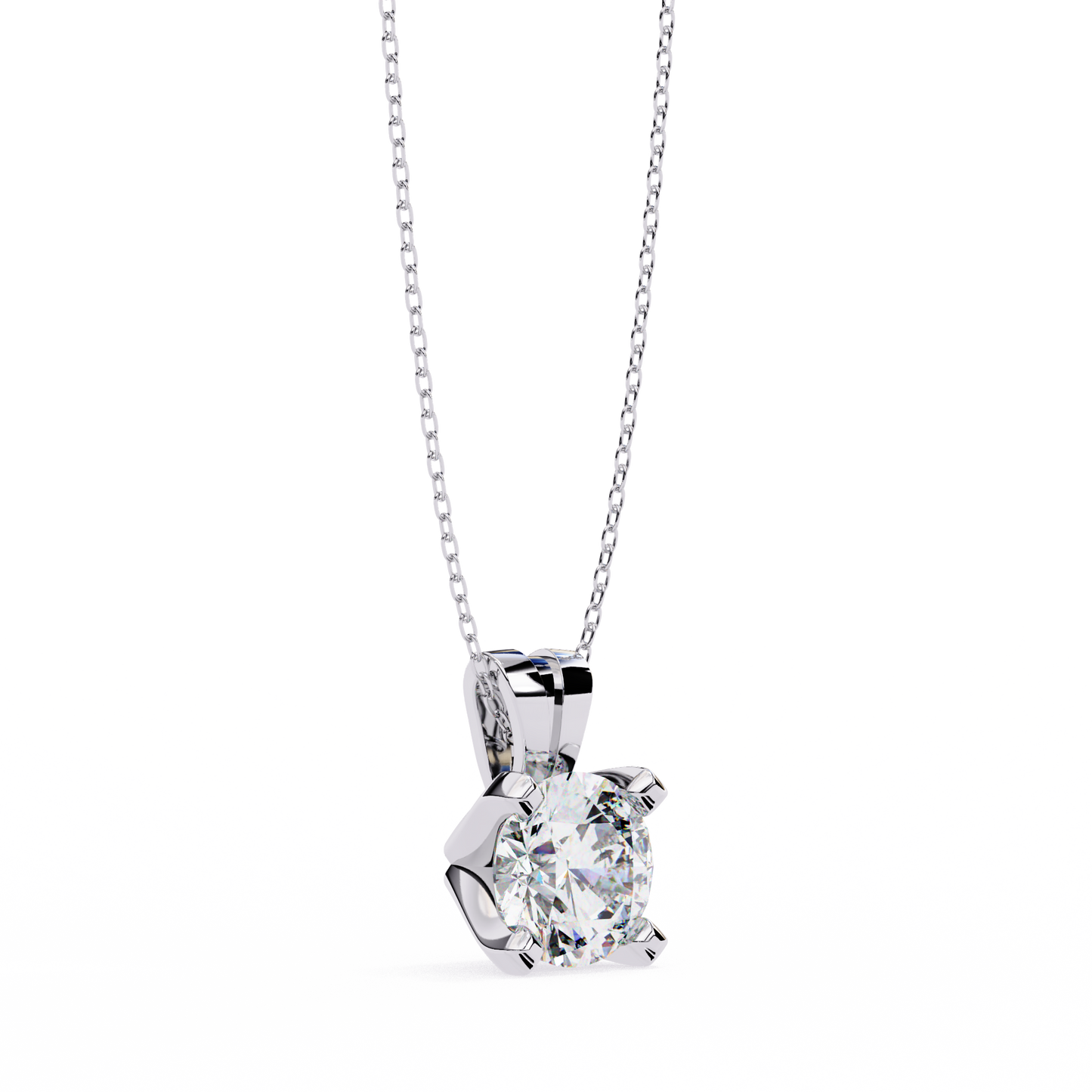 Classic 4-Prong Solitaire Necklace | Round Diamond Pendant for Women