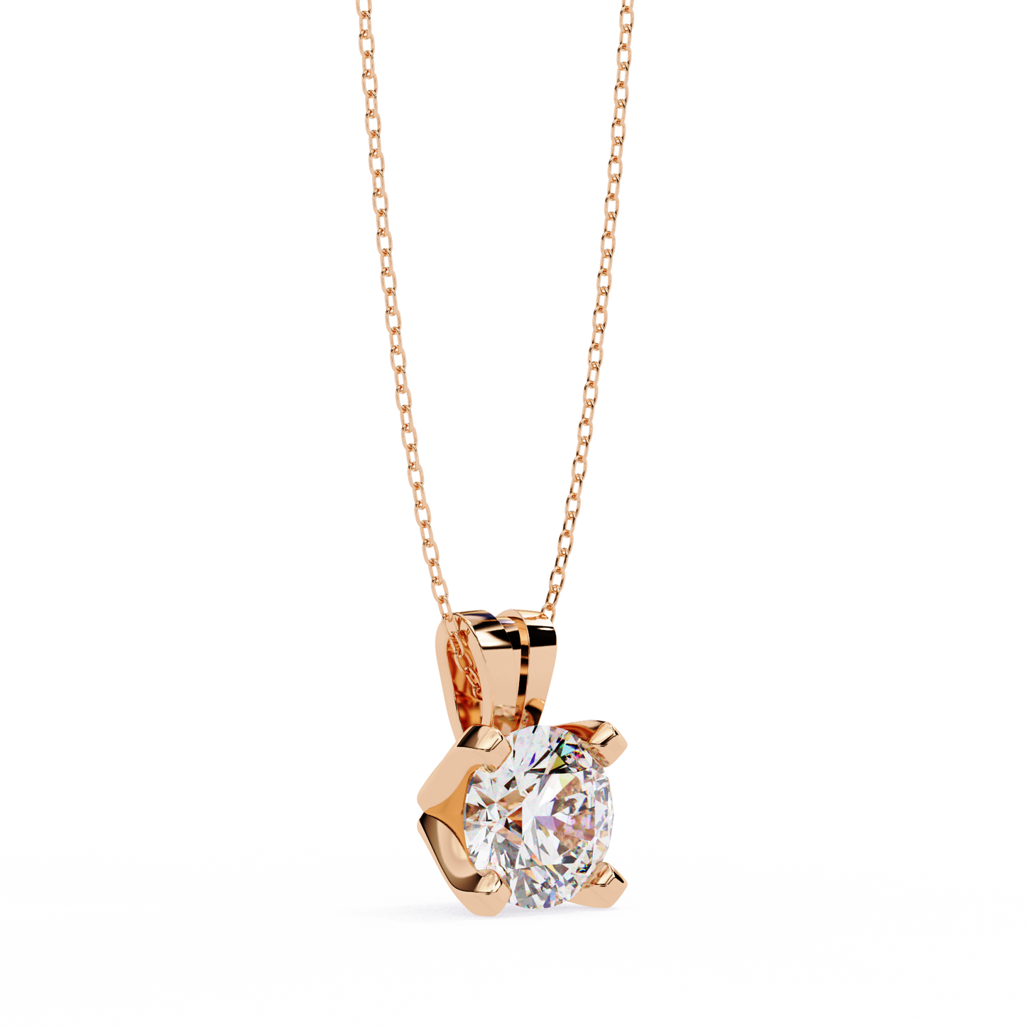 Classic 4-Prong Solitaire Necklace | Round Diamond Pendant for Women