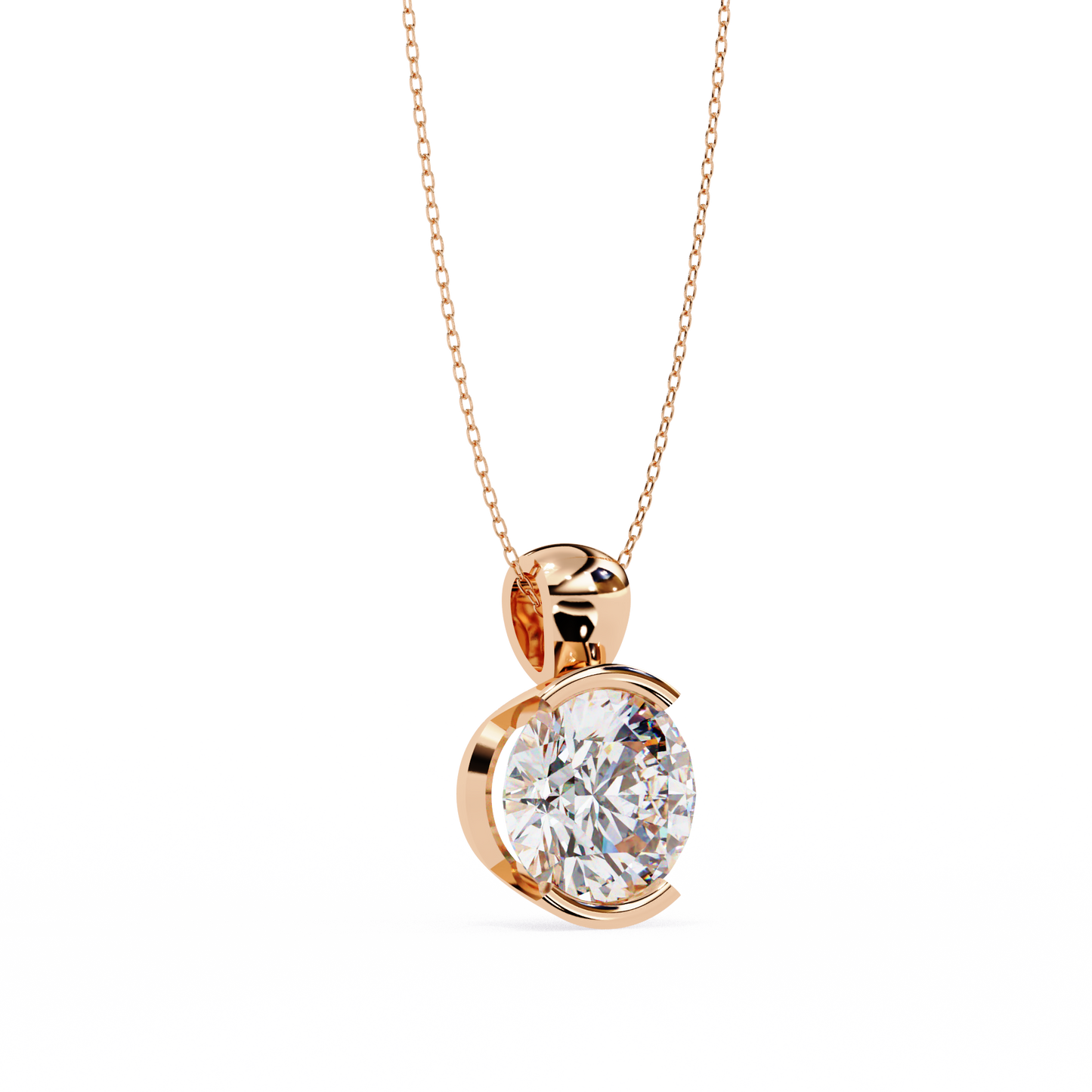 Solitaire Diamond Necklace | Classic Round Pendant for Women