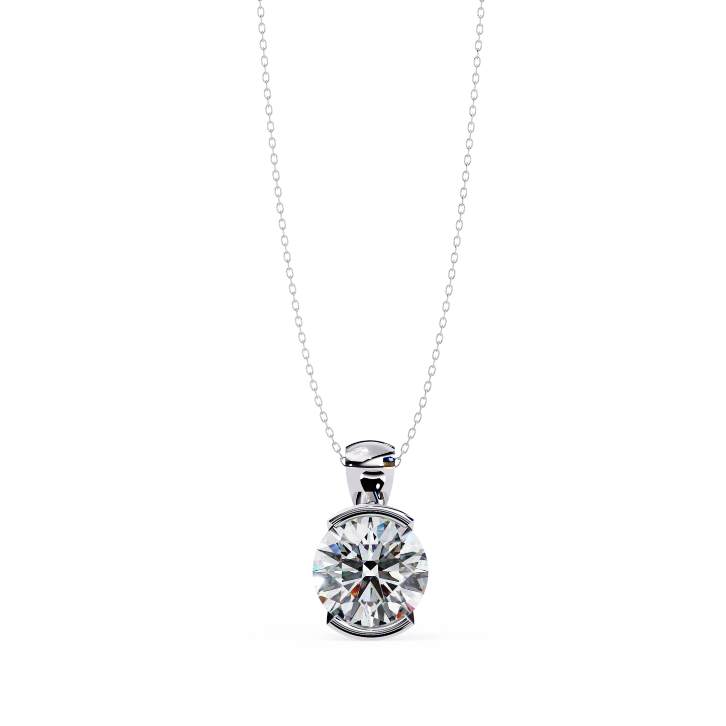 Solitaire Diamond Necklace | Classic Round Pendant for Women