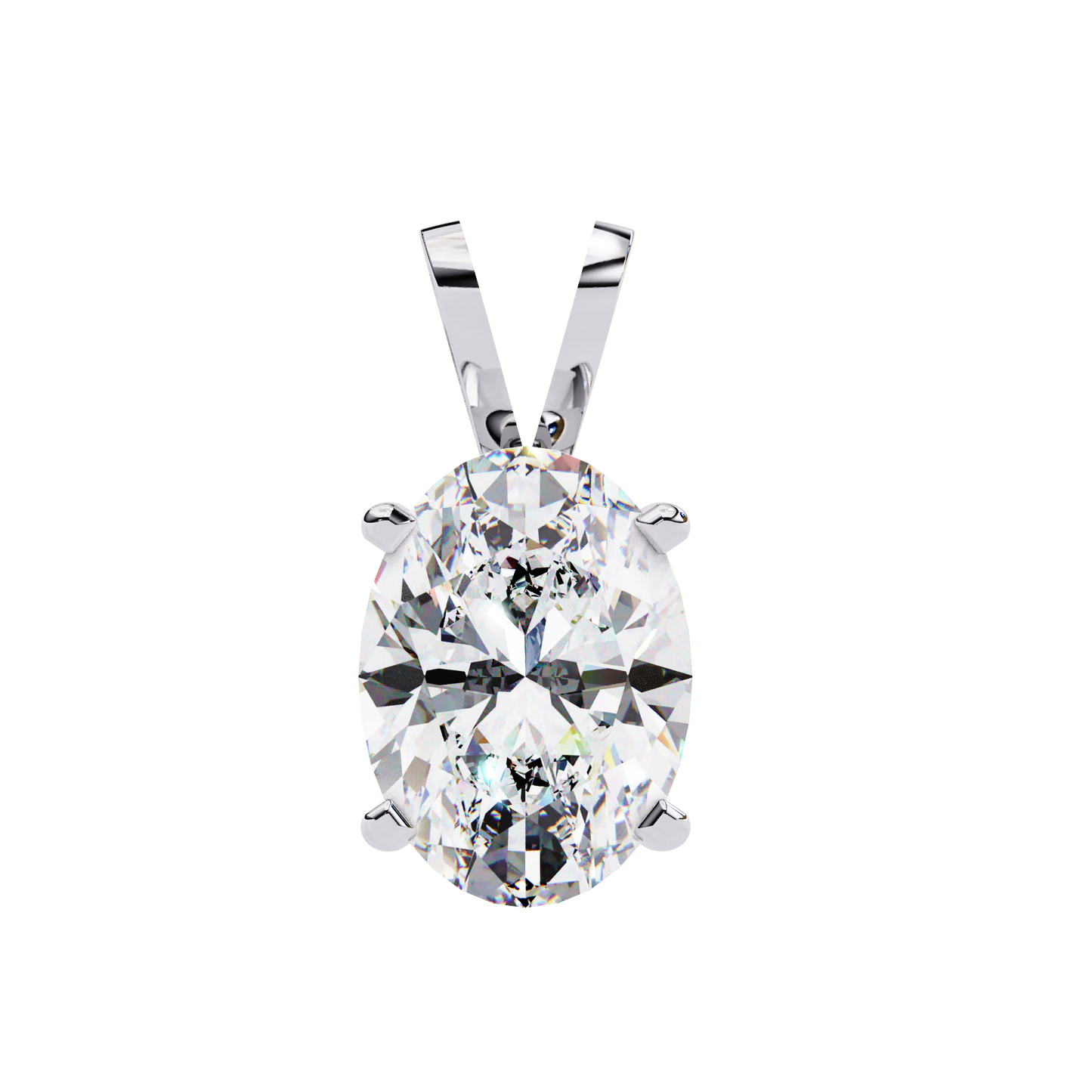 Oval Diamond Solitaire Pendant with 4-Prong Setting