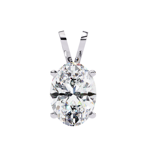 Oval Diamond Solitaire Pendant with 4-Prong Setting